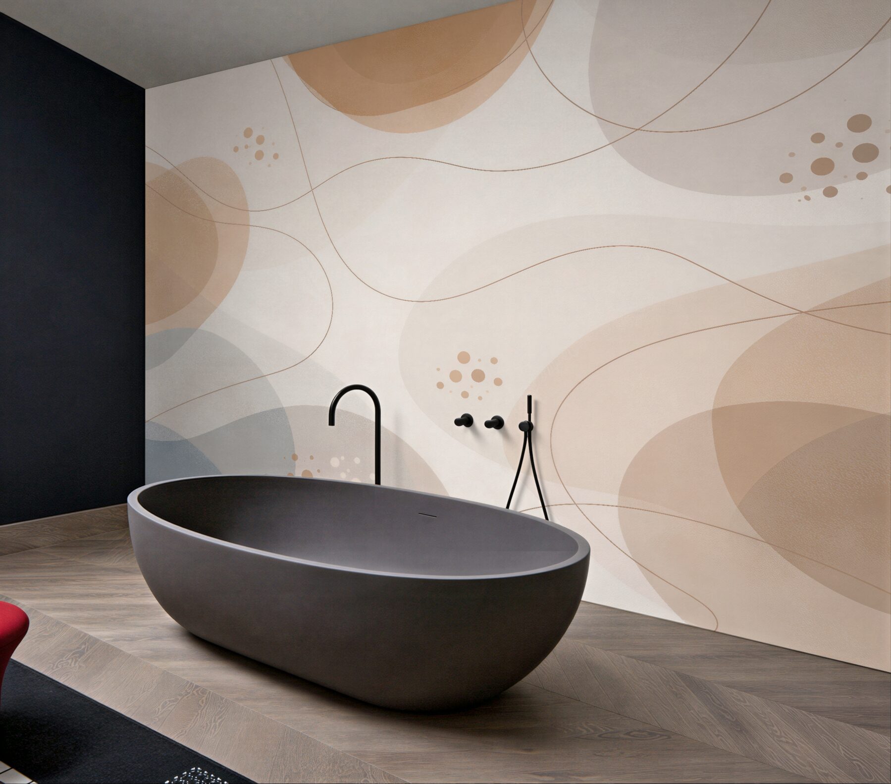 Fototapeten Beige Wellen und Kreise
