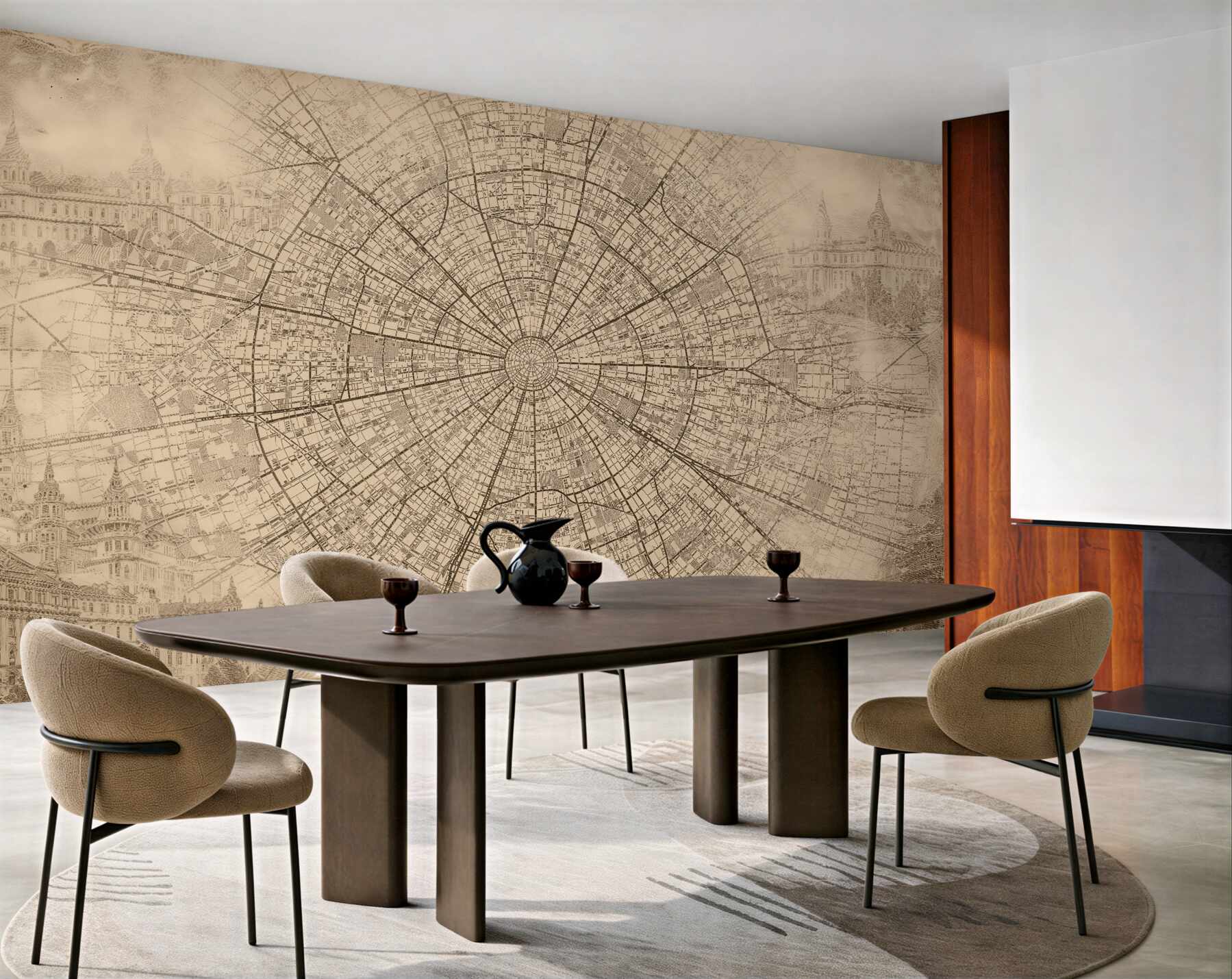 Fototapeten Sepia-Stadtplan der Altstadt