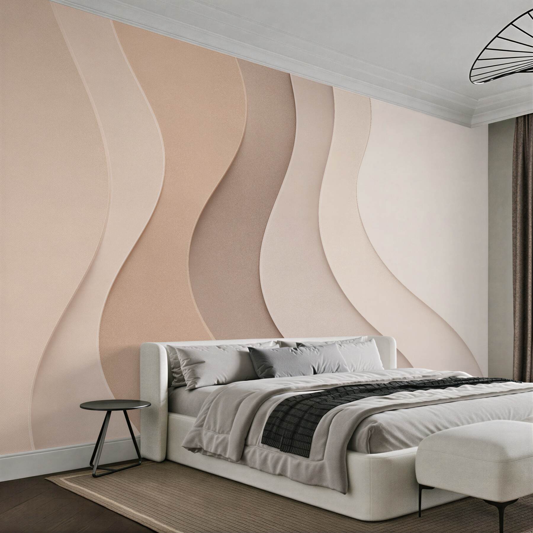 Fototapeten Beige wellenförmige 3D-Schichten