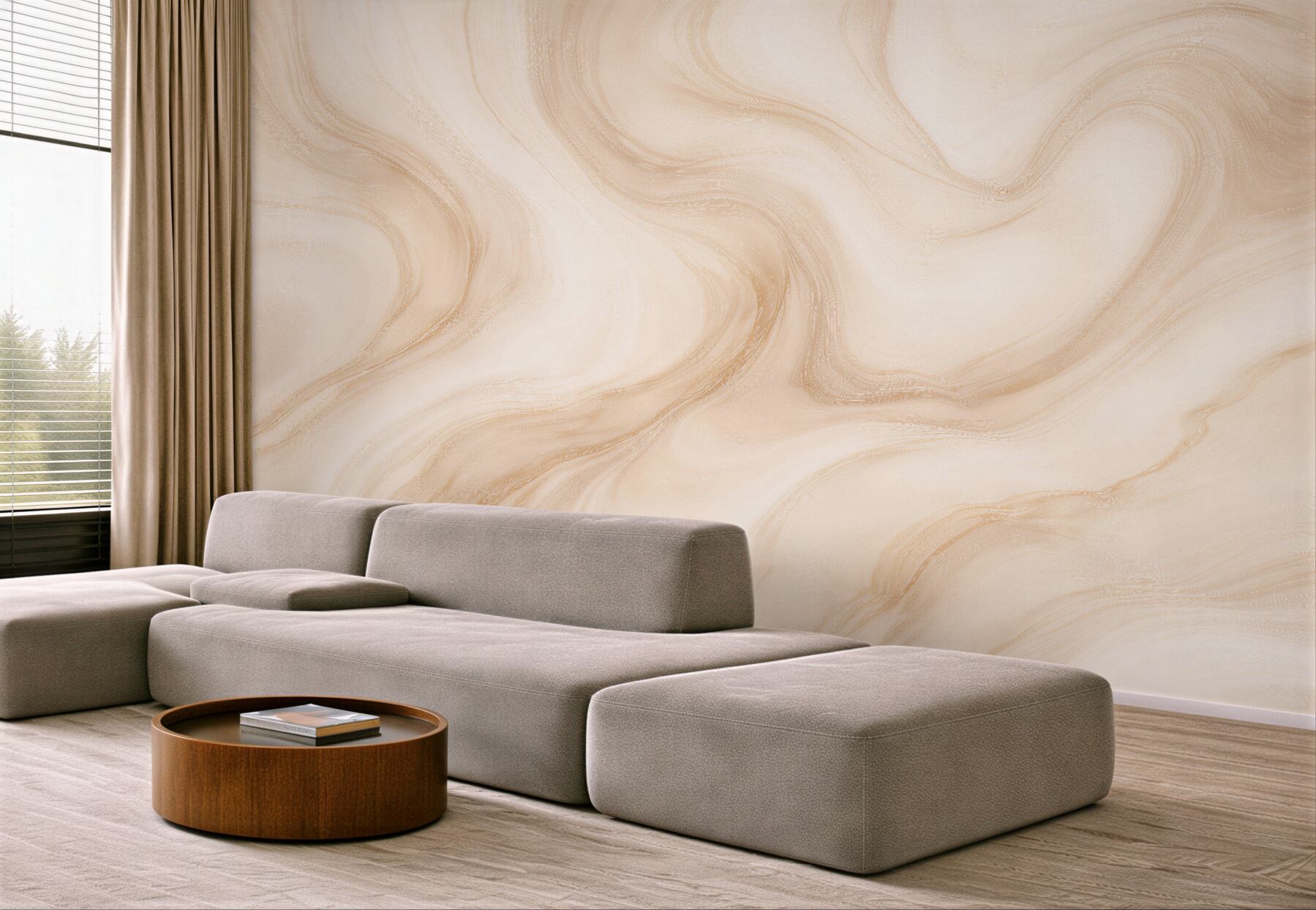 Fototapeten Cremiger Marmor mit sanfter Welle