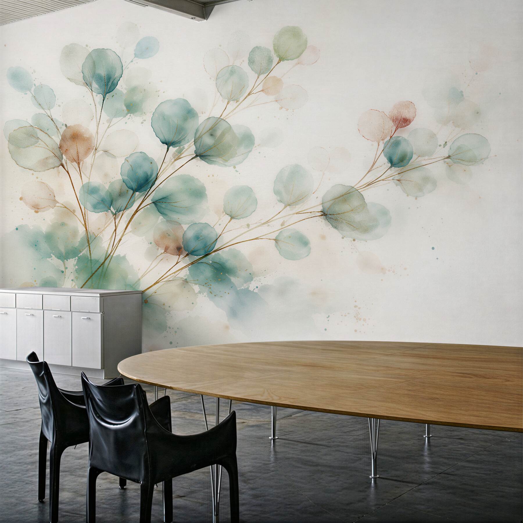 Fototapeten Aquarellierte Zarte Blättchen