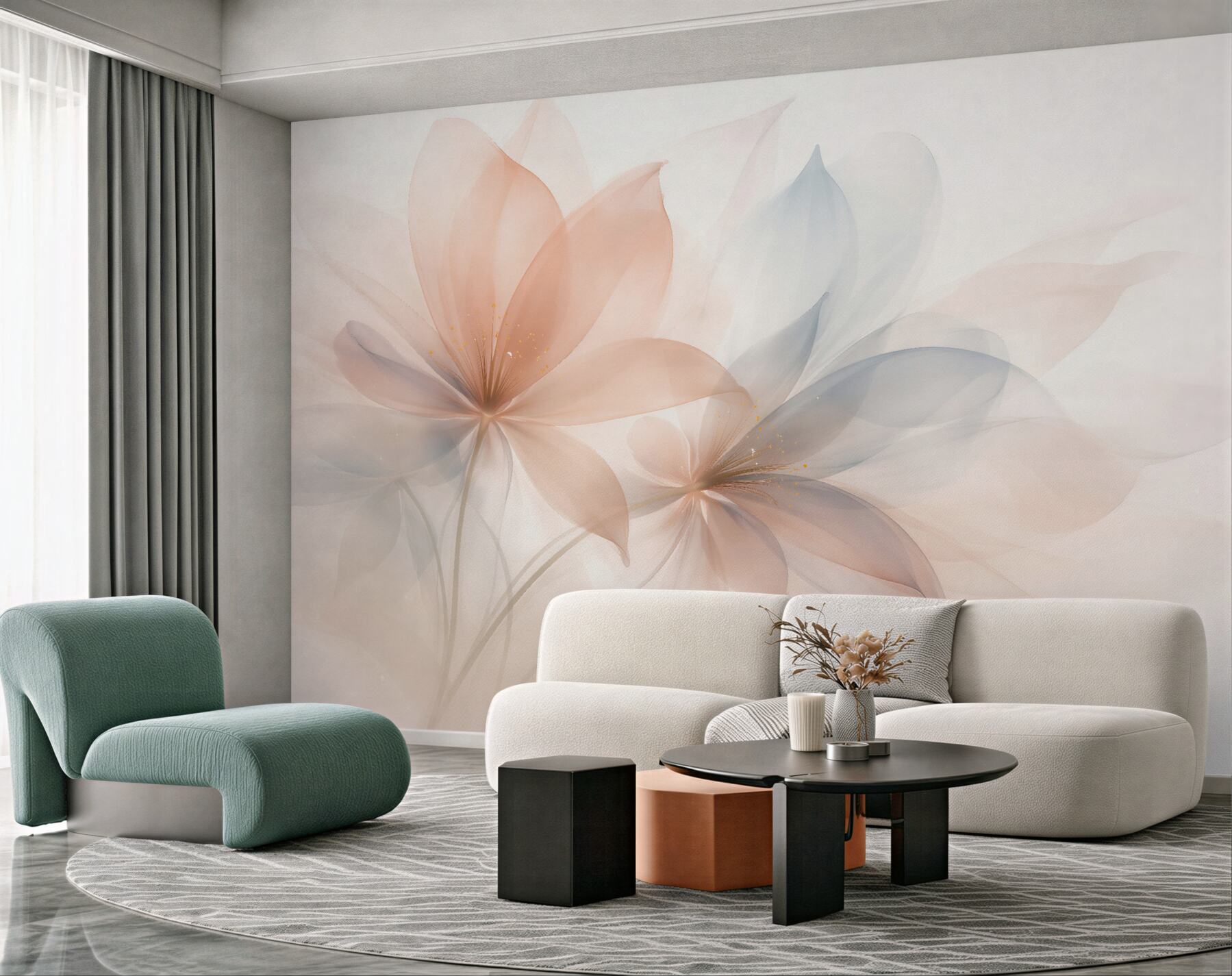 Fototapeten Ätherische Blumen in Pastelltönen