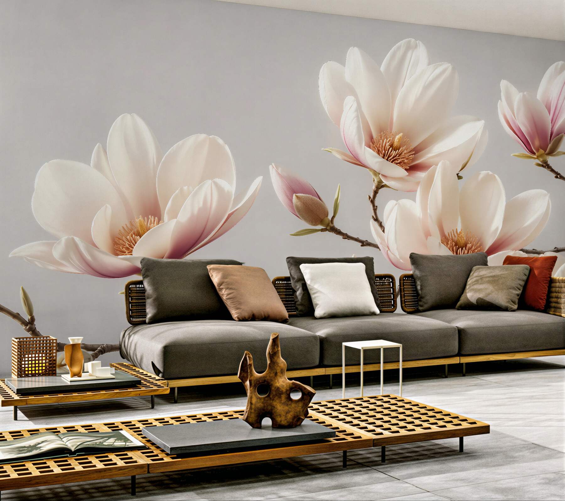 Fototapeten Zarte Magnolie im Glanz der Morgendämmerung
