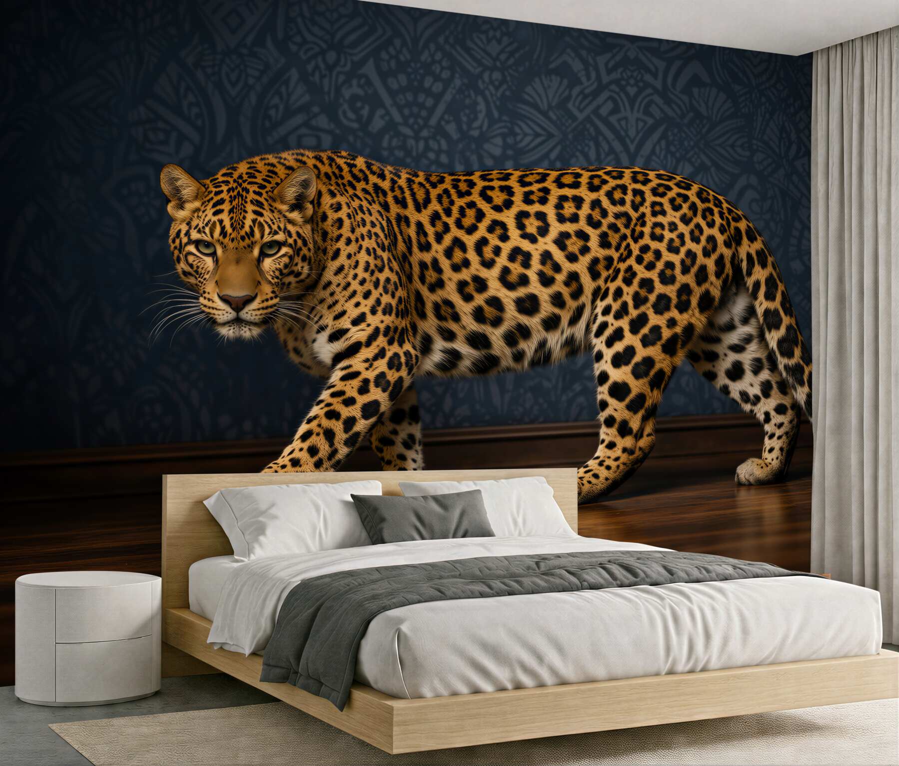 Fototapeten Raubiger Leopard auf elegantem Hintergrund
