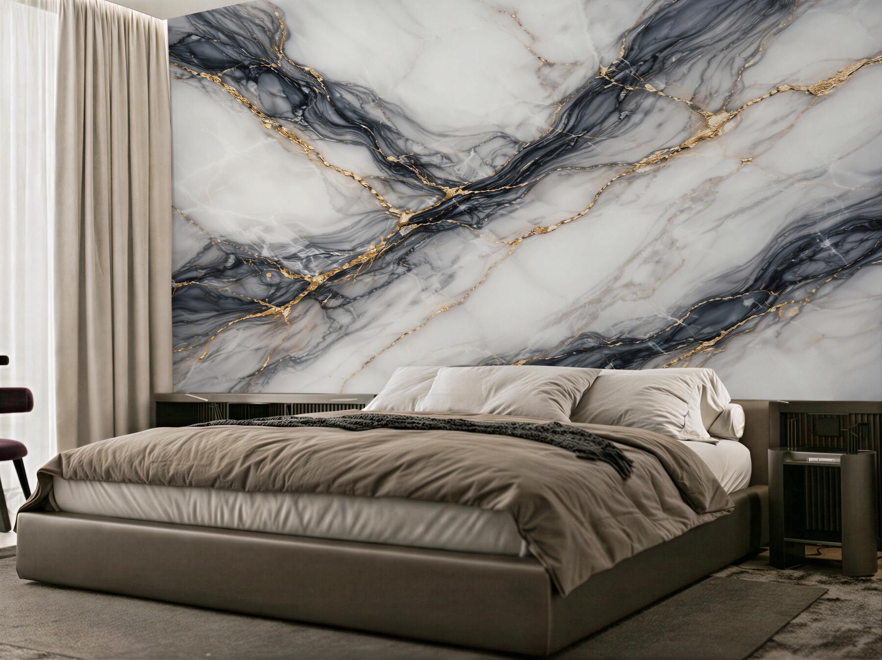 Fototapeten Marmor mit schwarzem Gold