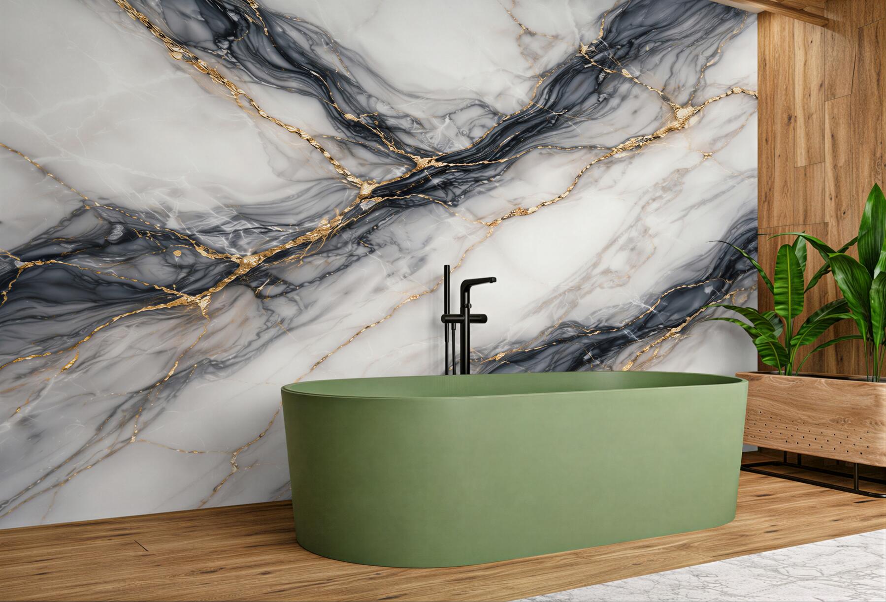 Fototapeten Marmor mit schwarzem Gold