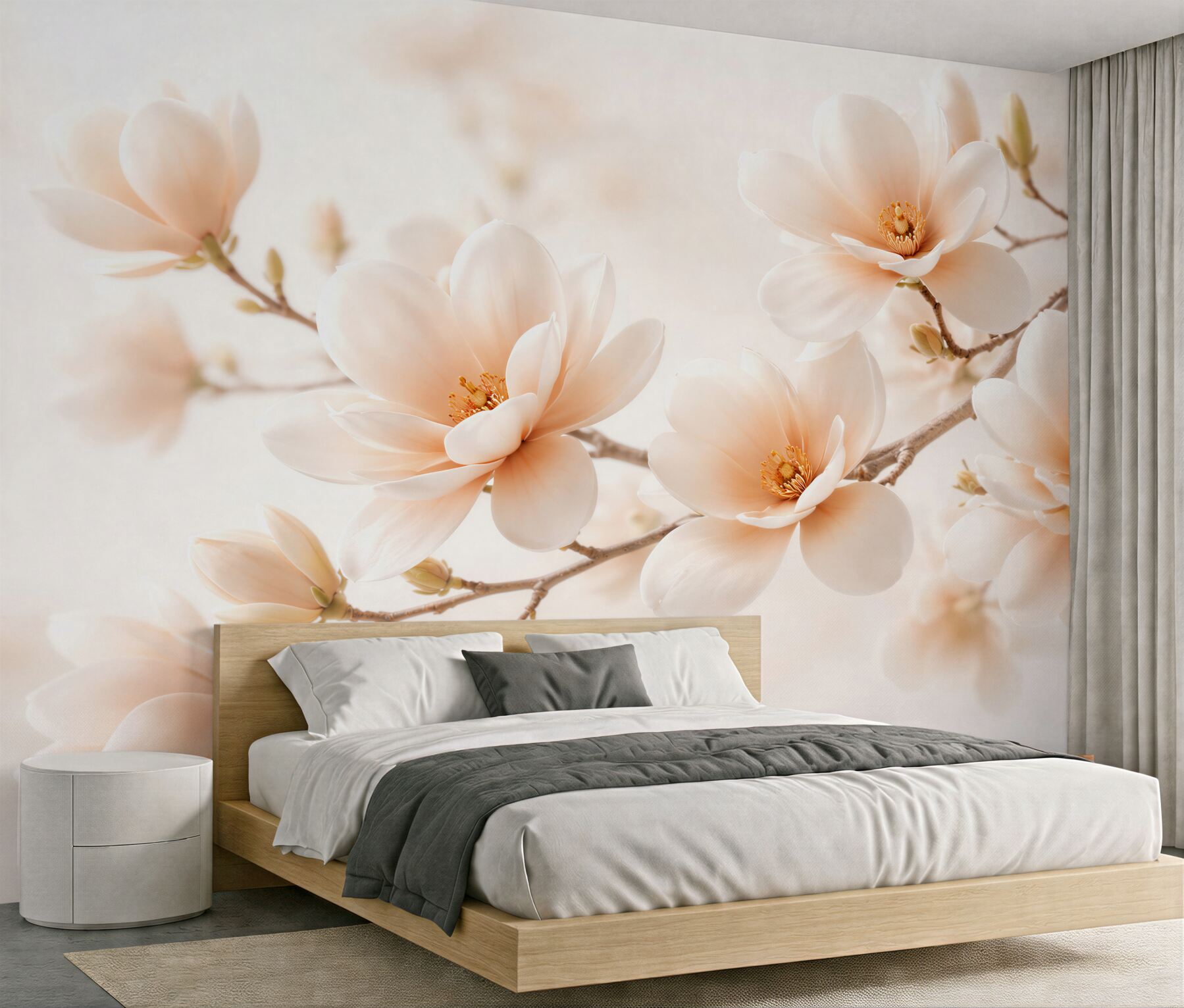 Fototapeten Zarte Magnolie in heller Blüte