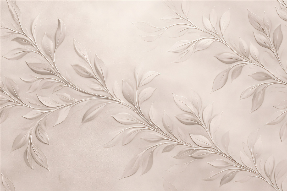 Fototapeten Beige Blätter im eleganten Relief