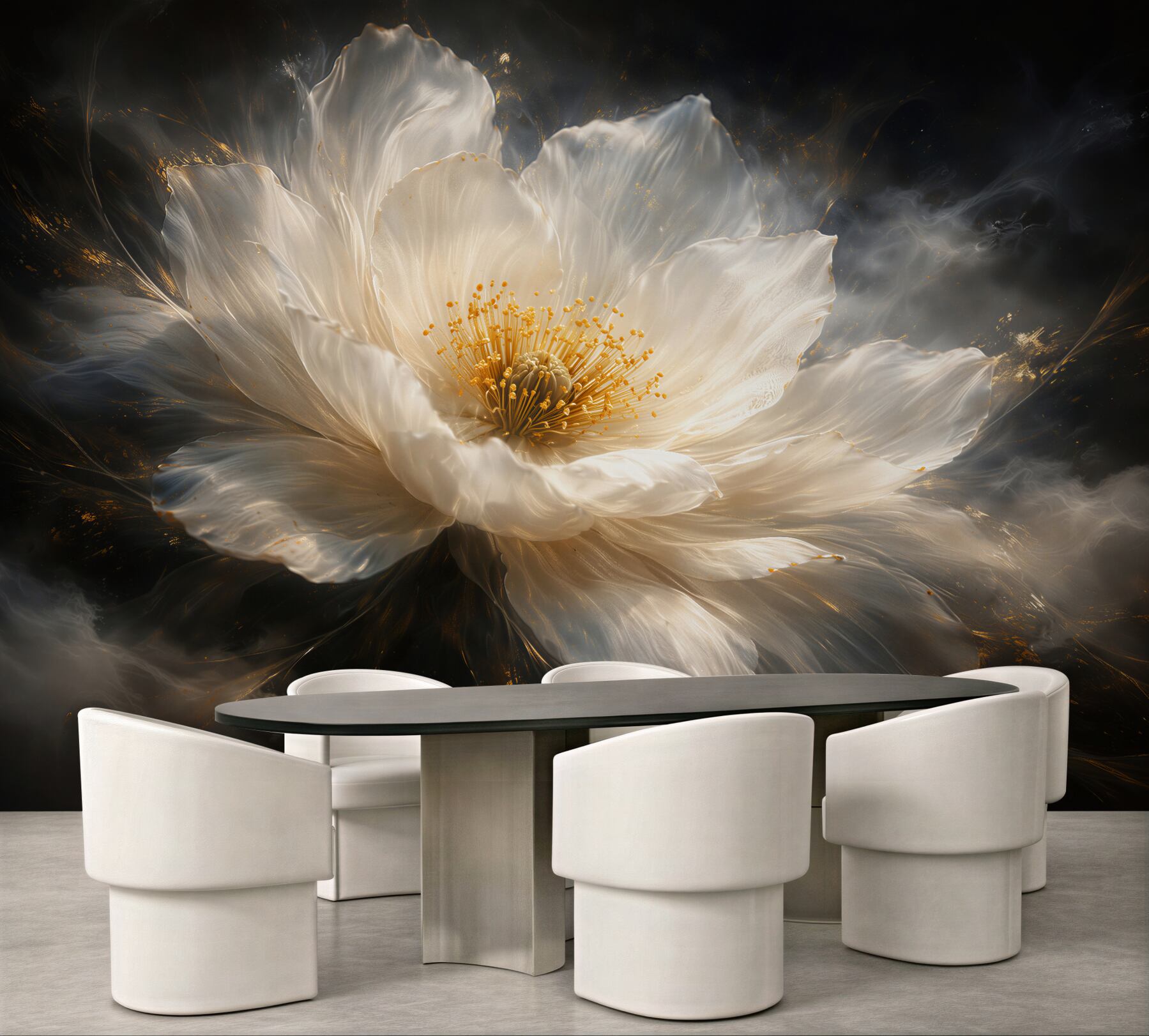 Fototapeten Goldene Blume auf dunklem Hintergrund