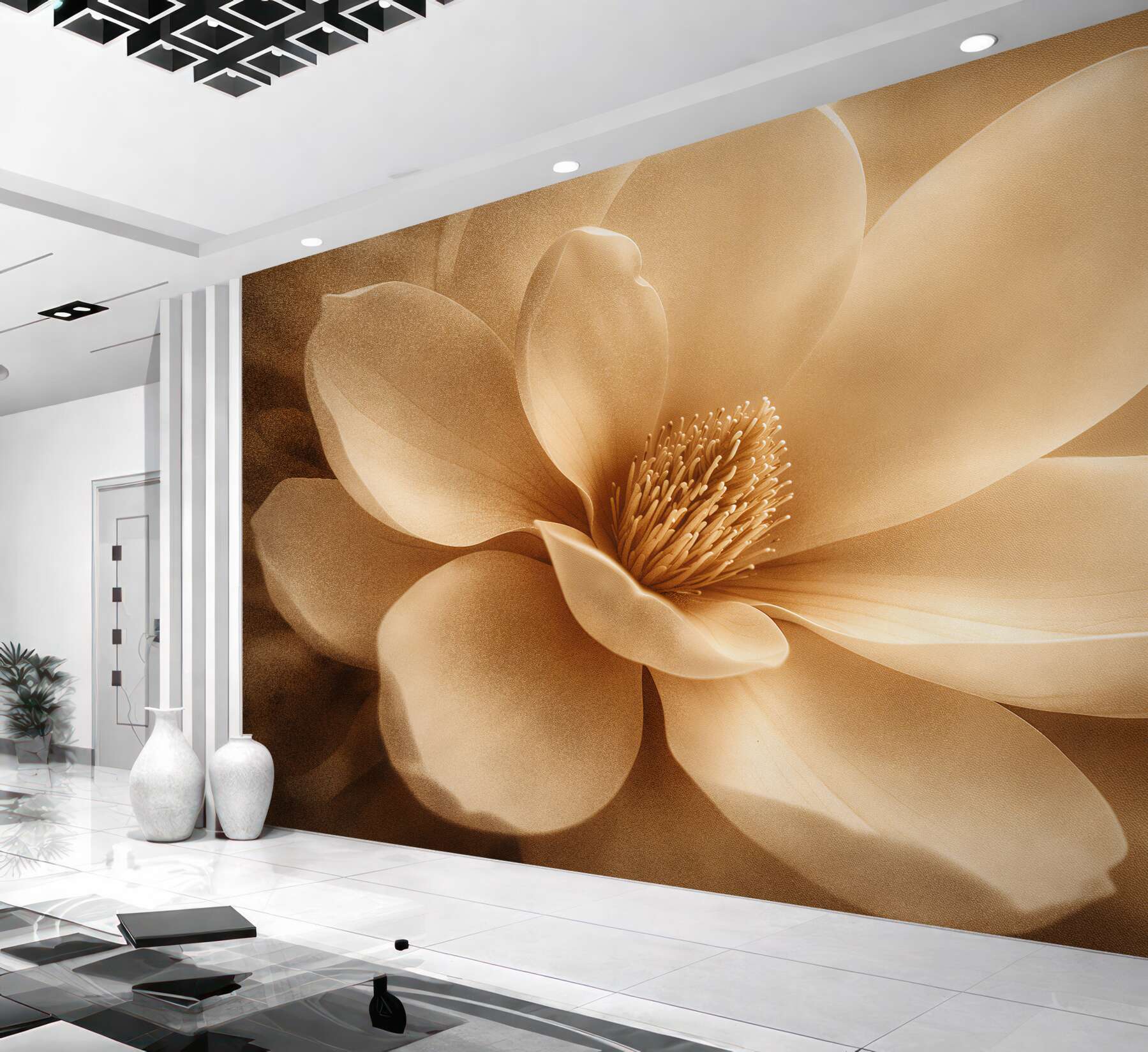 Fototapeten Goldene Magnolie in eleganter Nahaufnahme