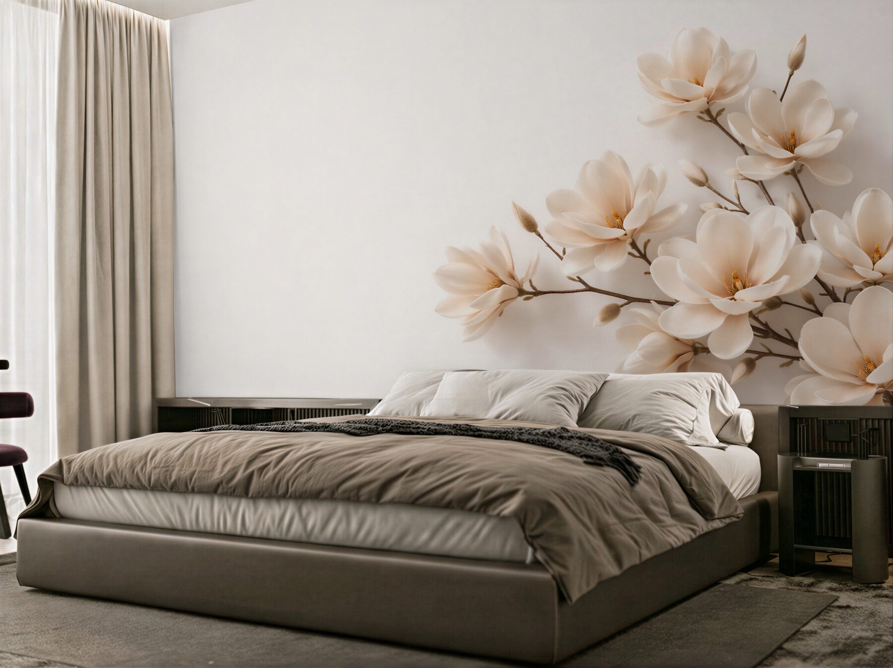 Fototapeten Cremefarbene Magnolien in subtiler Komposition