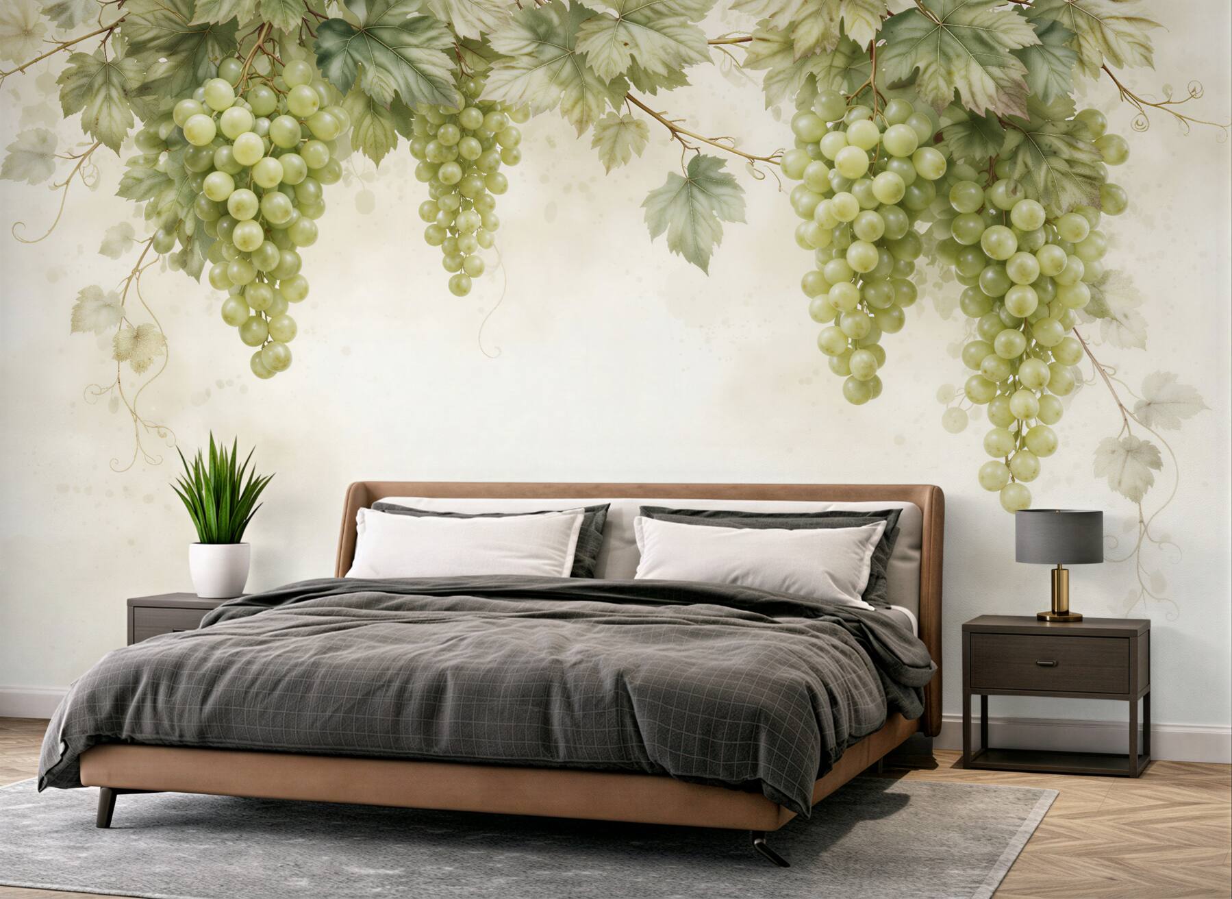Fototapeten Weintrauben in heller Komposition