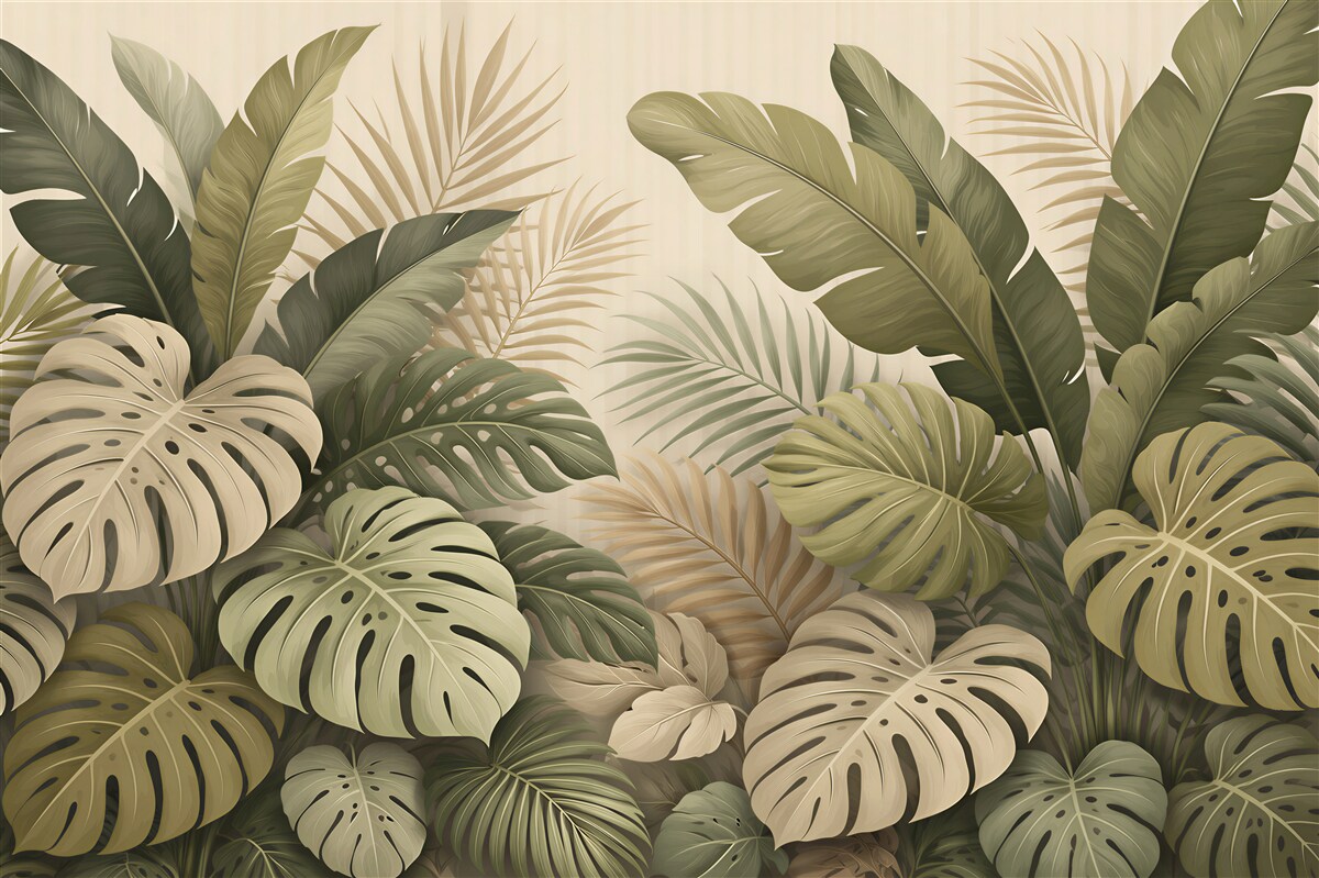 Fototapeten Tropische Blätter in Beige