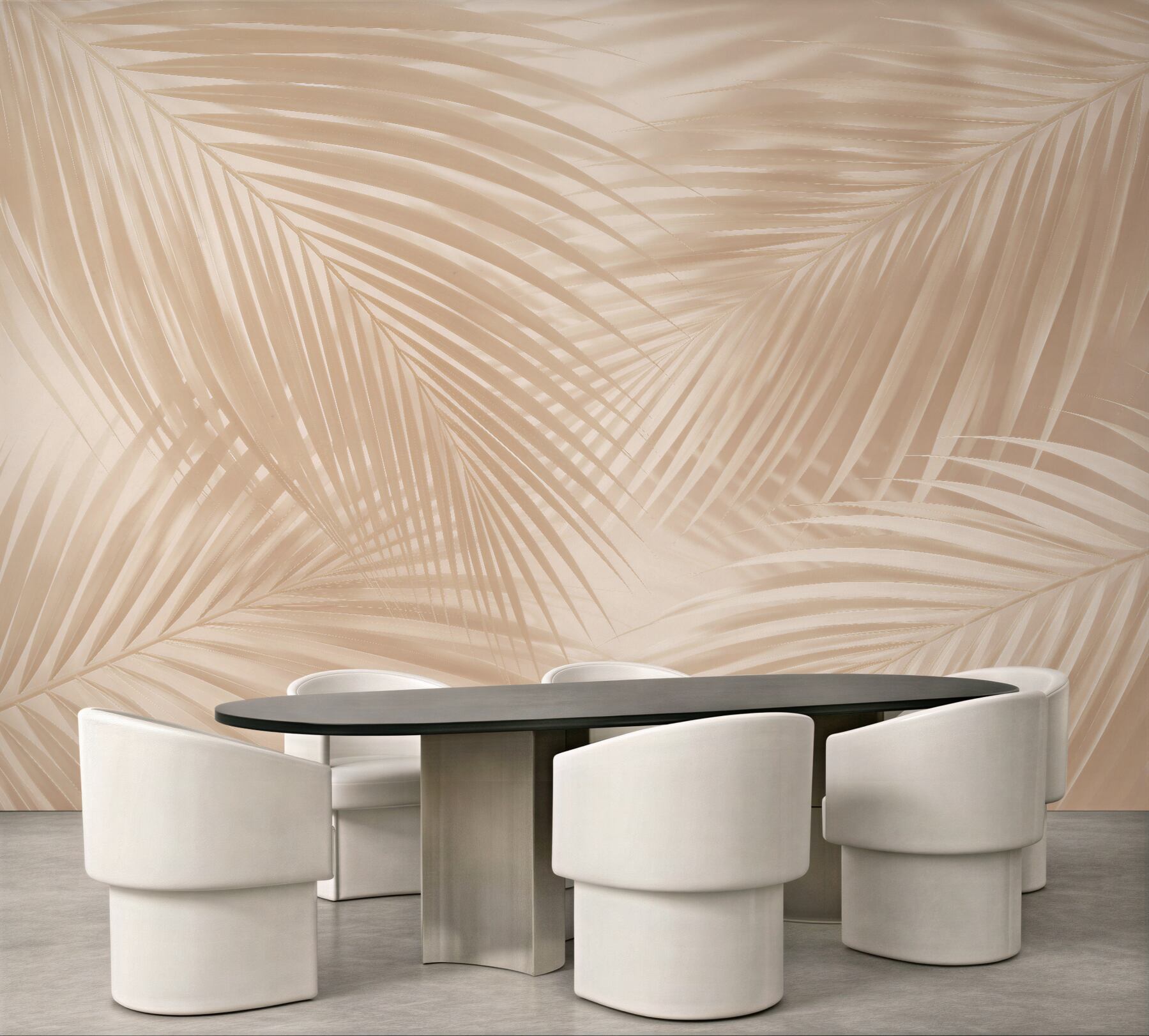 Fototapeten Beige Palmenblätter