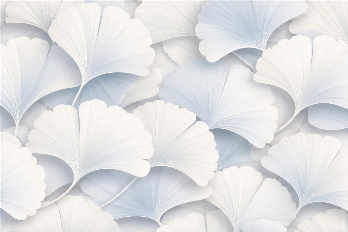 Fototapeten Weiße Ginkgo-Blätter 3D