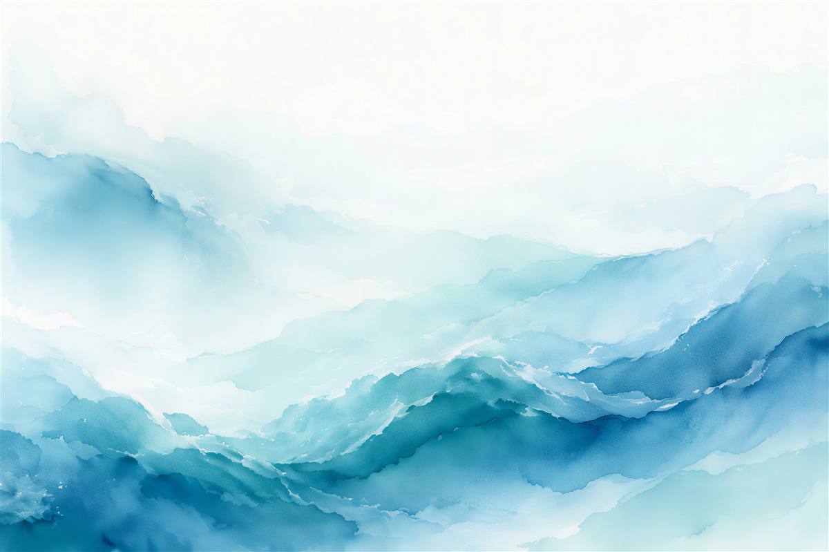 Fototapeten Blaue Aquarellberge