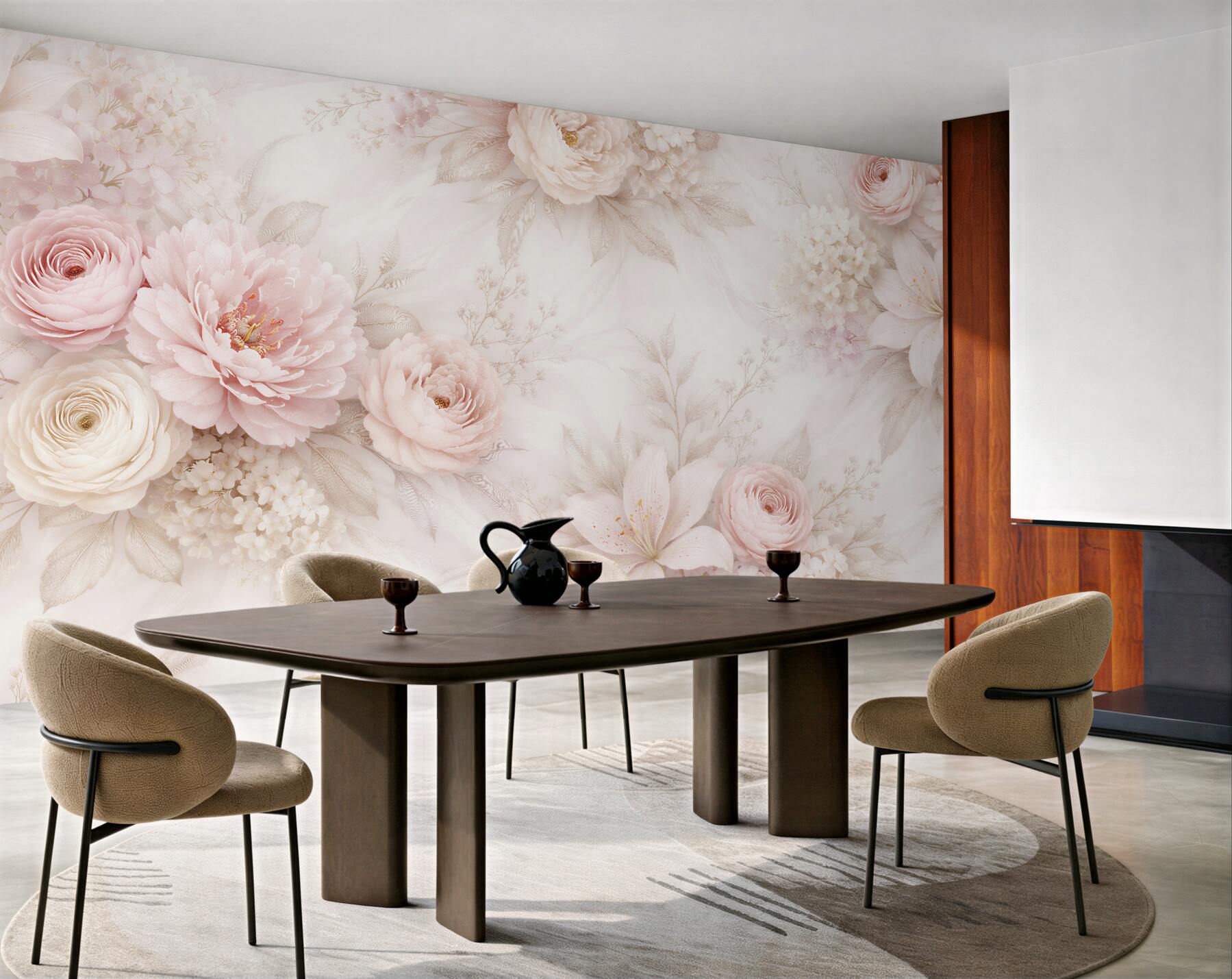 Fototapeten Puderfarbene Blumen der Eleganz
