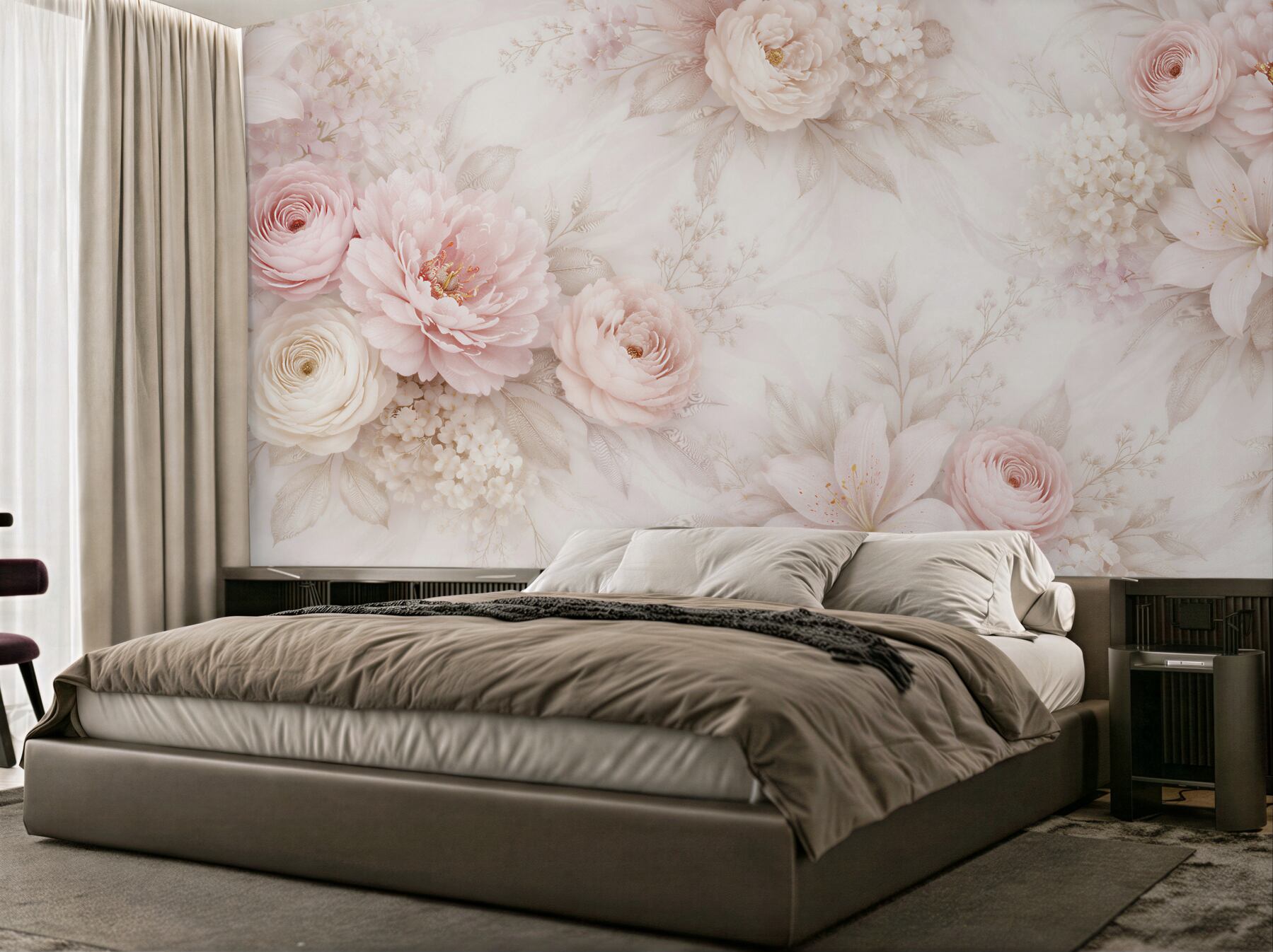 Fototapeten Puderfarbene Blumen der Eleganz
