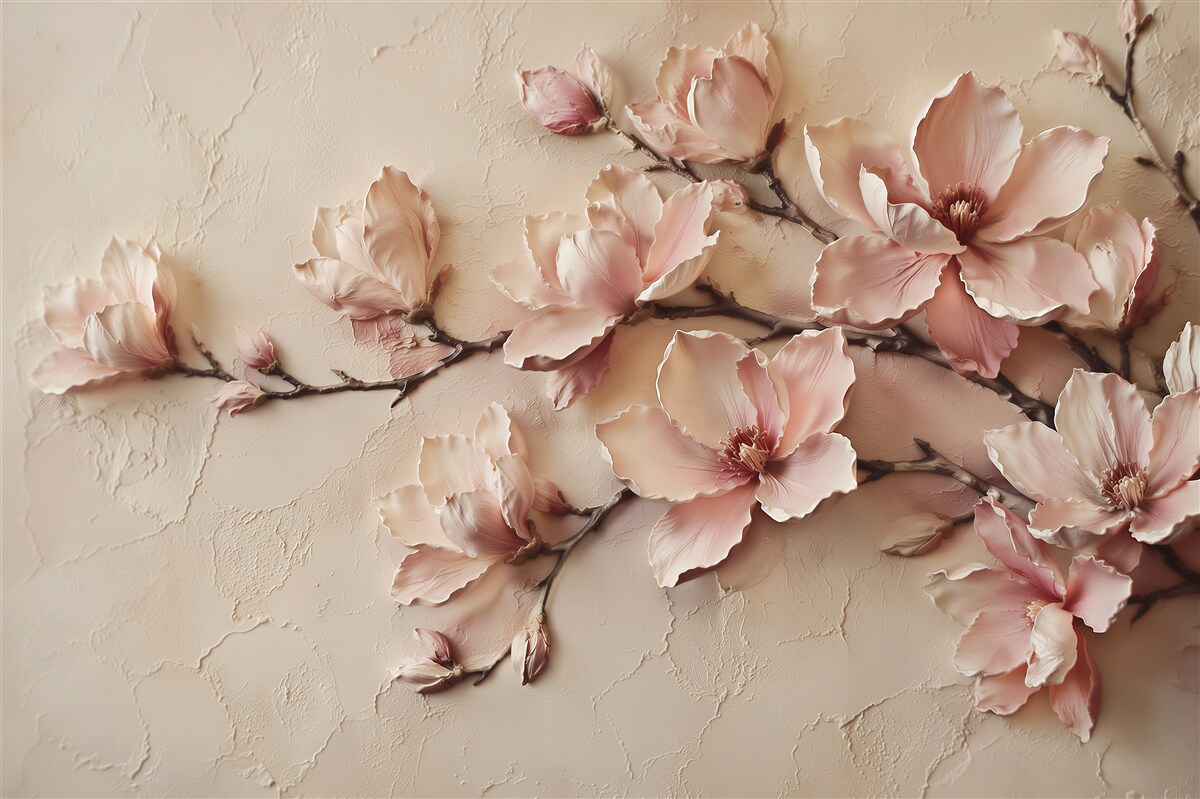 Fototapeten Puderfarbene Magnolien 3D