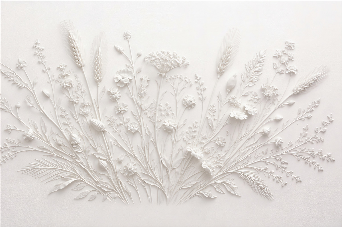 Fototapeten Weiße Wiese in zartem Relief
