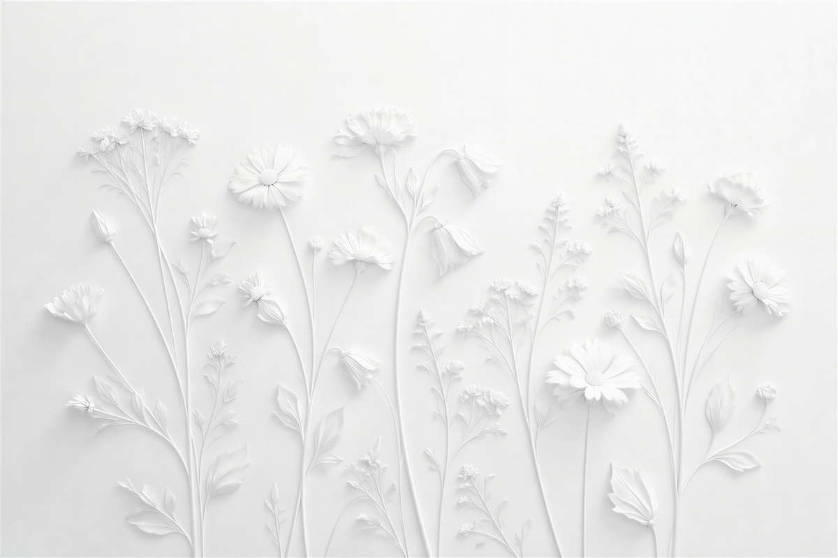 Fototapeten Weiße Blumen im Relief