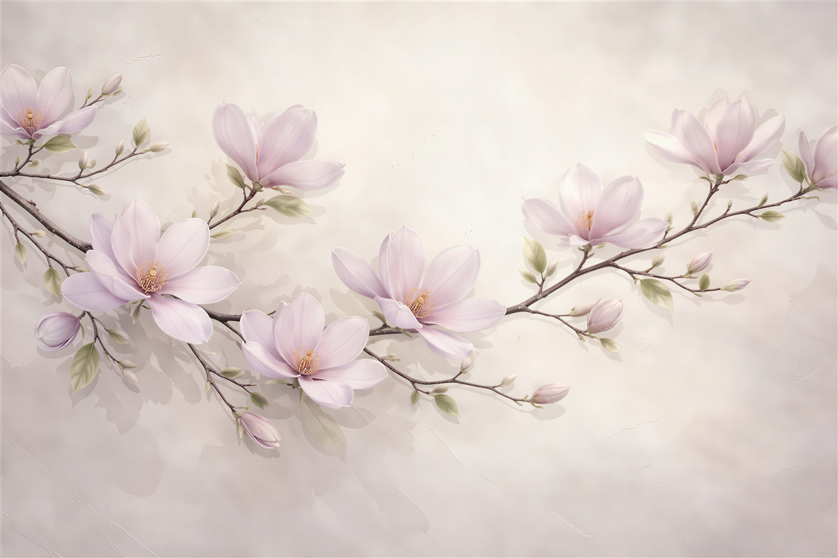Fototapeten Pudrige Magnolienzweige