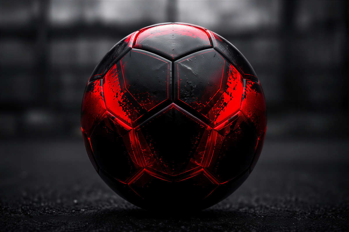 Fototapeten Schwarz-roter Fußball