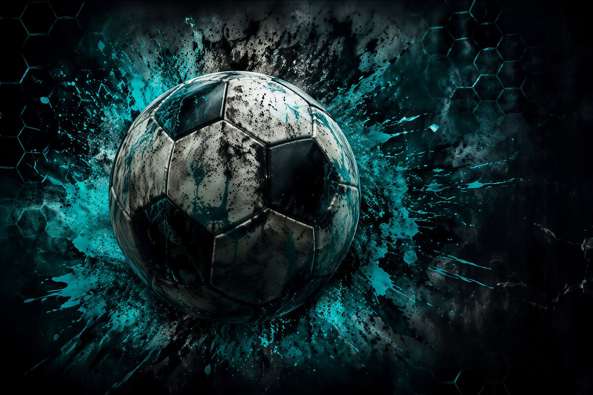 Fototapeten Dynamischer Ball in türkisfarbenem Leuchten