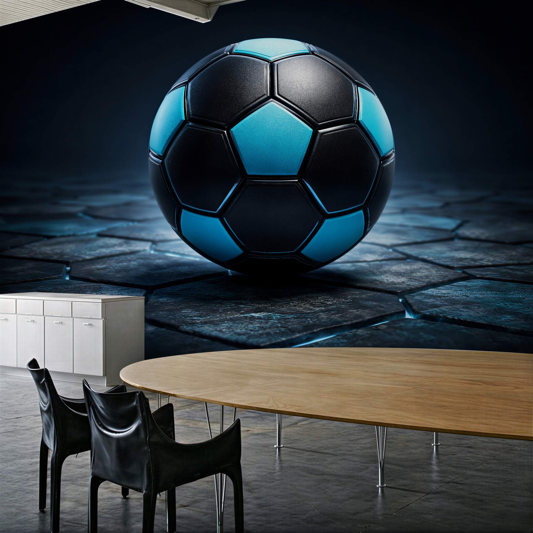 Fototapeten Futuristischer Ball auf dunklem Boden