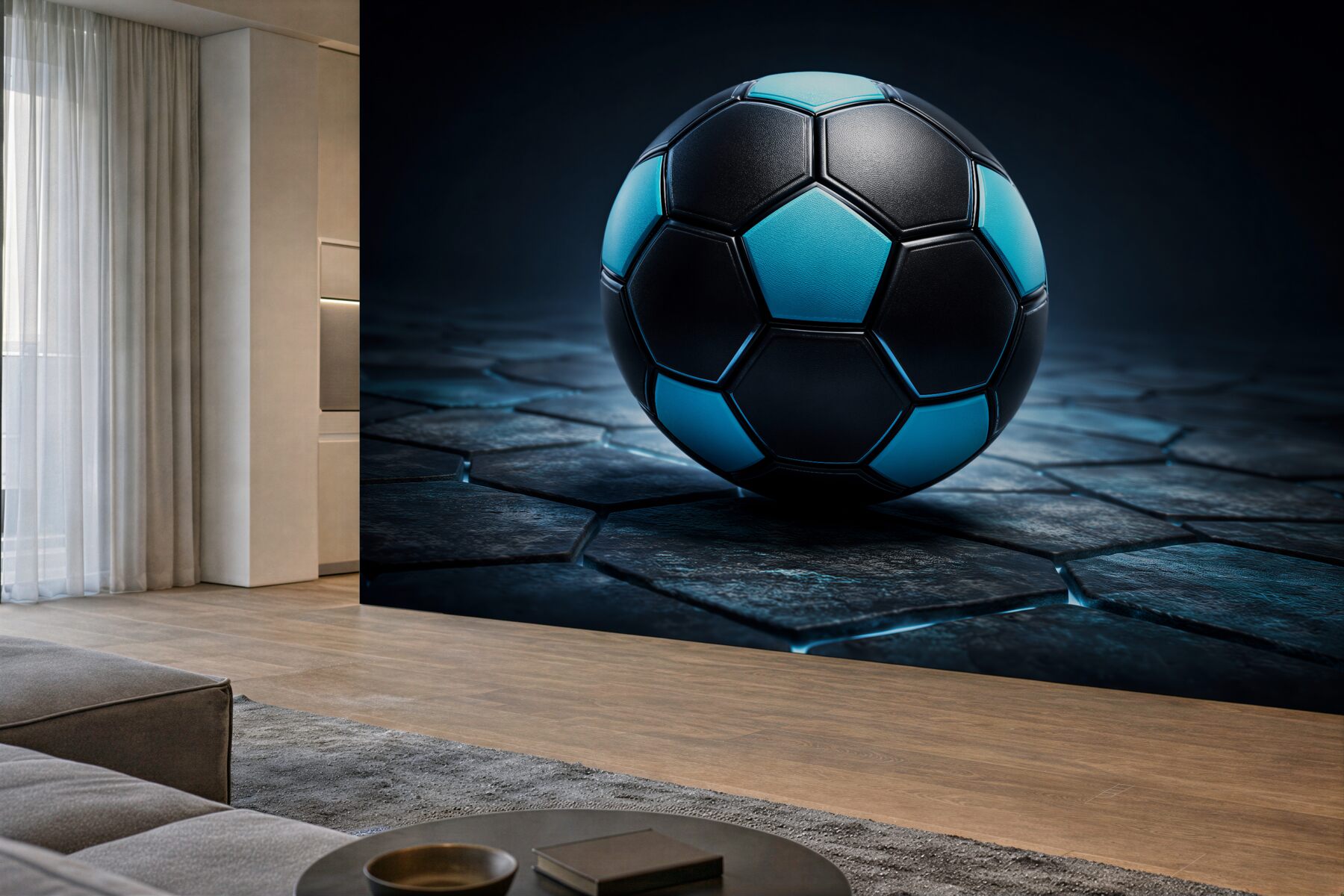 Fototapeten Futuristischer Ball auf dunklem Boden