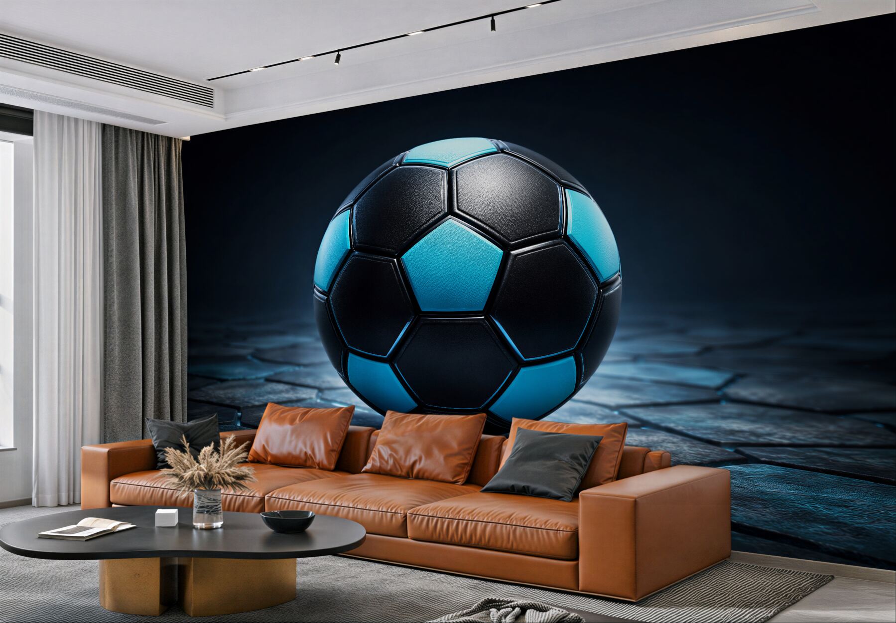 Fototapeten Futuristischer Ball auf dunklem Boden