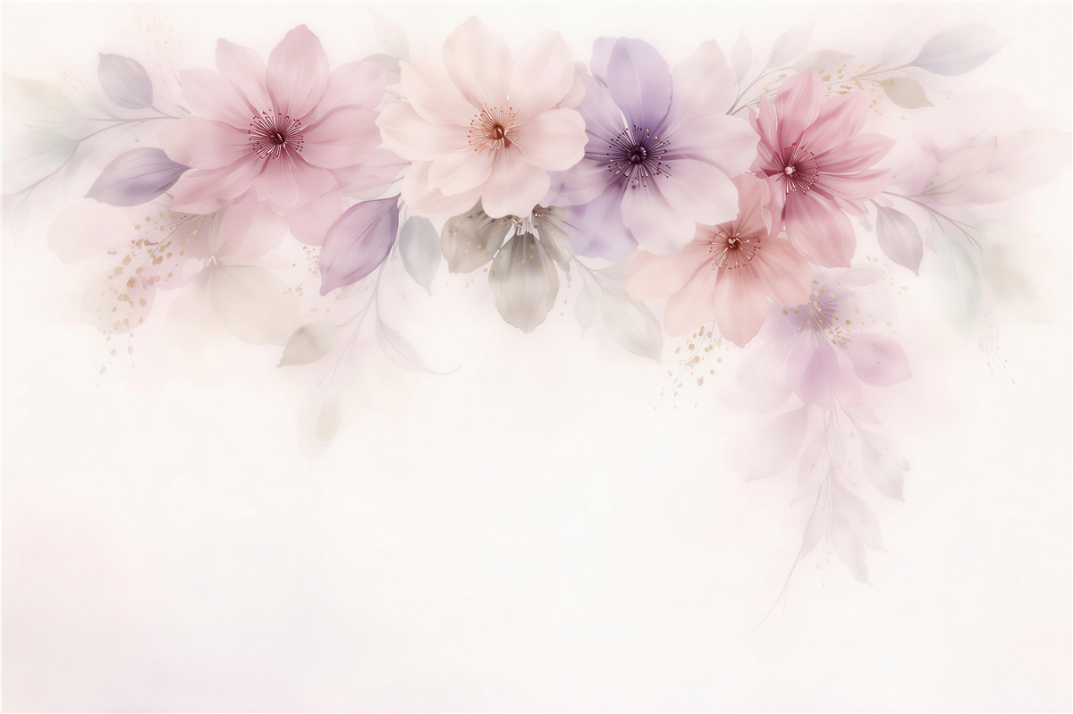 Fototapeten Pastellblumen im zarten Nebel