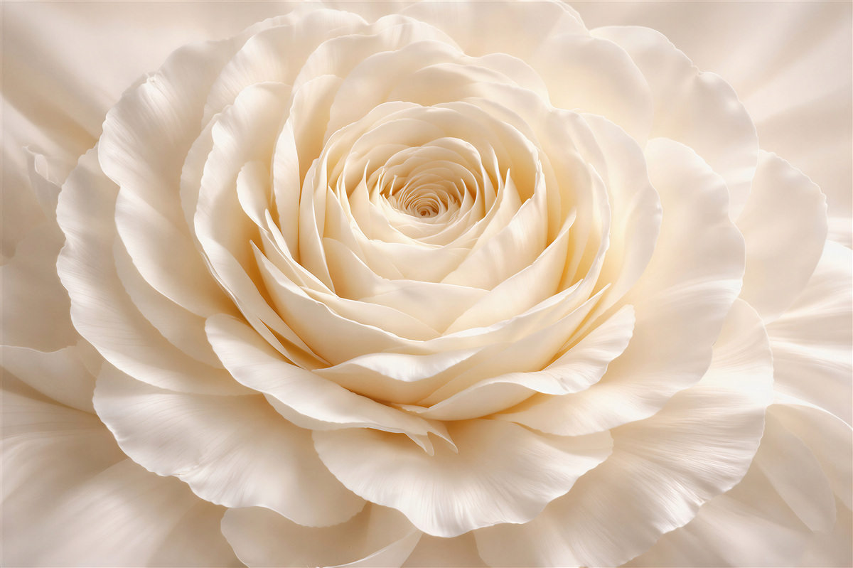 Fototapeten Cremefarbene Rose im Glanz