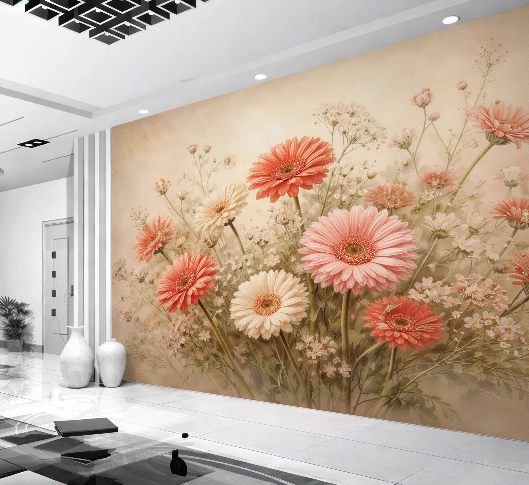 Fototapeten Pastell-Gerbera in einem romantischen Blumenstrauß