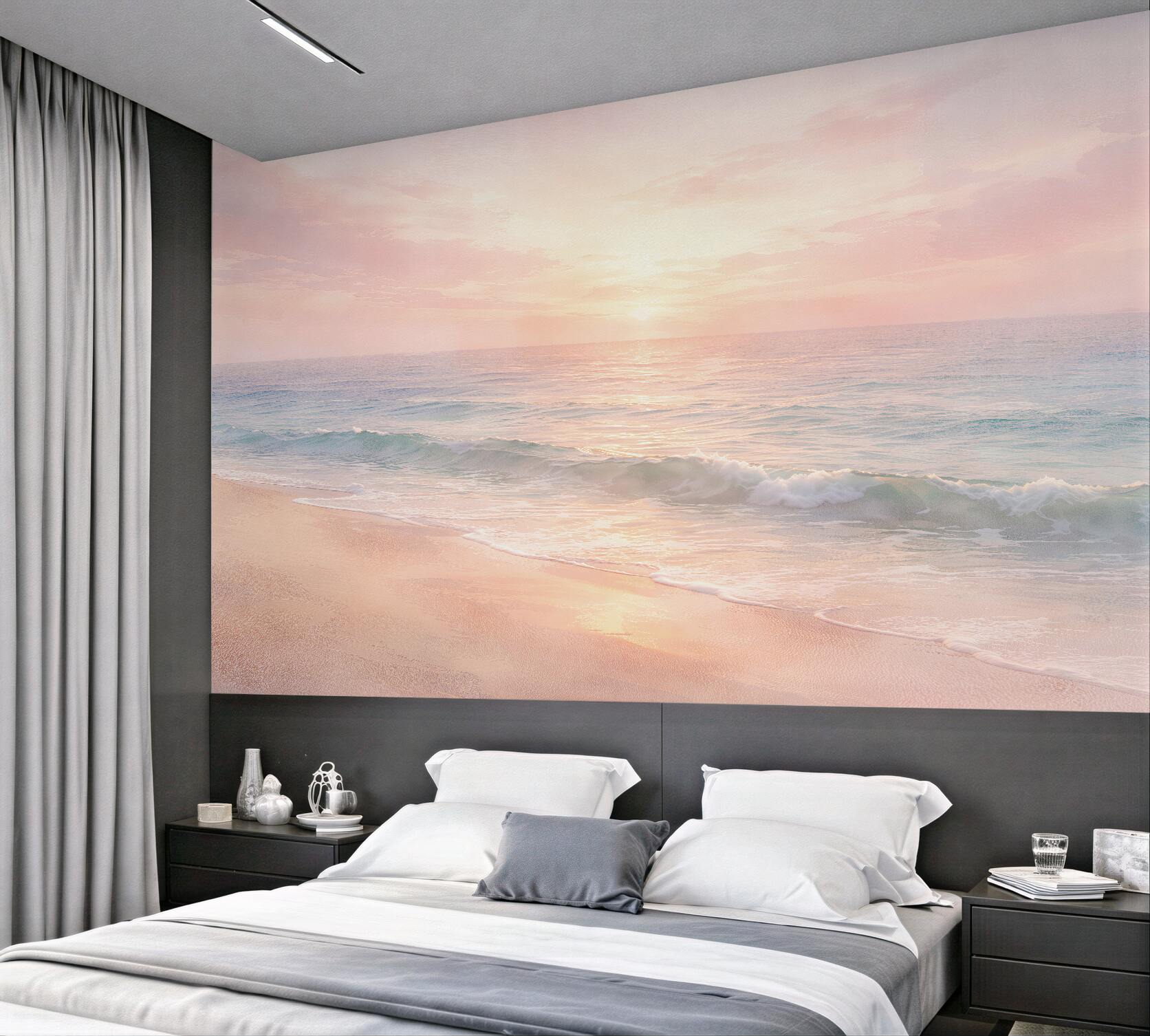 Fototapeten Pastellfarbener Sonnenaufgang über dem ruhigen Meer