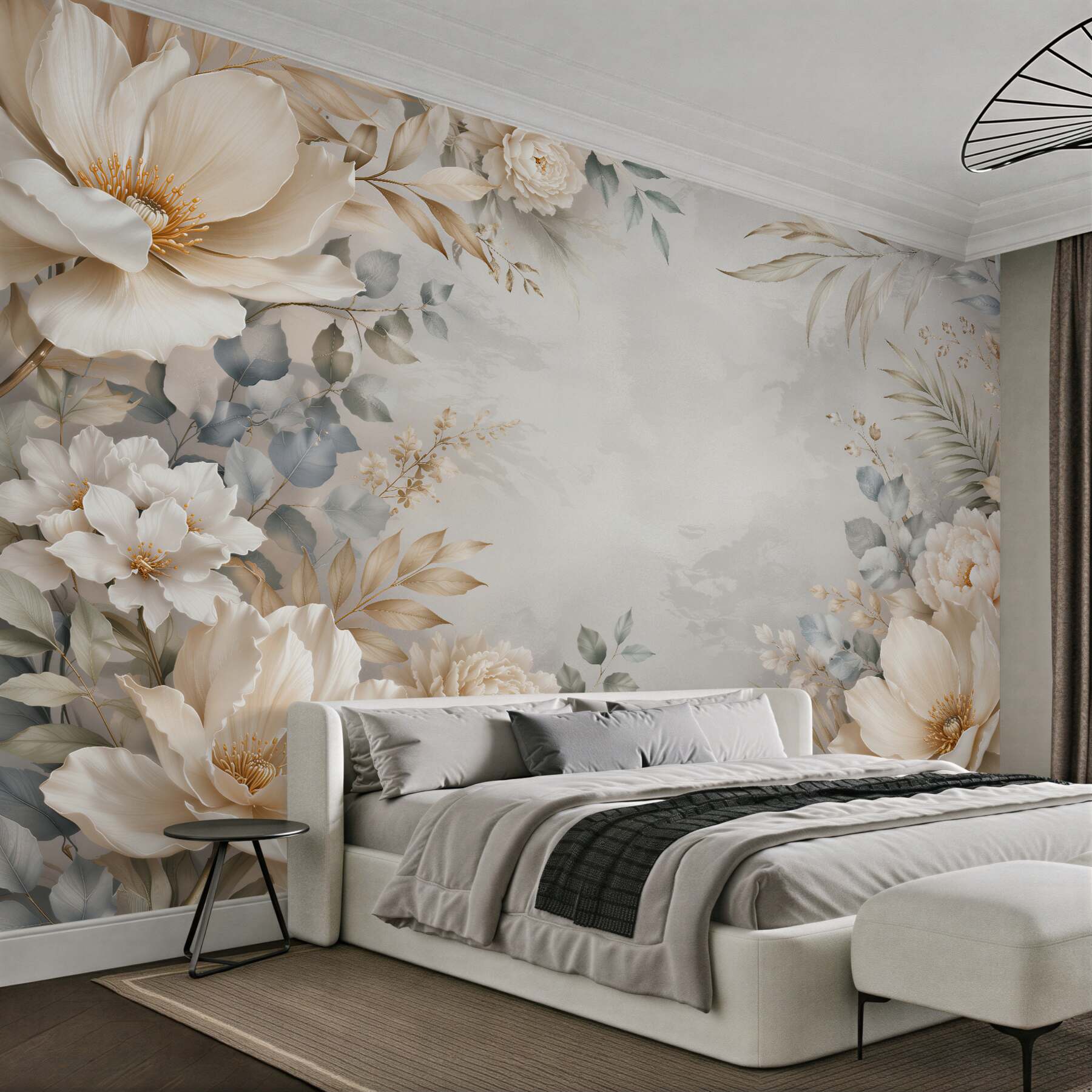 Fototapeten Cremefarbene Blumen in subtiler Eleganz