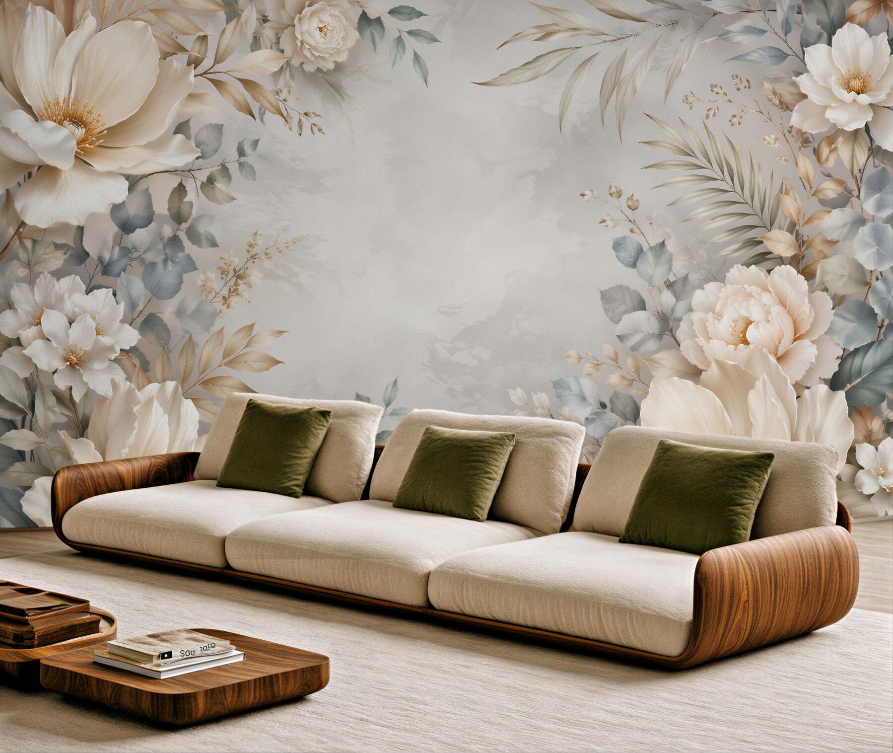 Fototapeten Cremefarbene Blumen in subtiler Eleganz