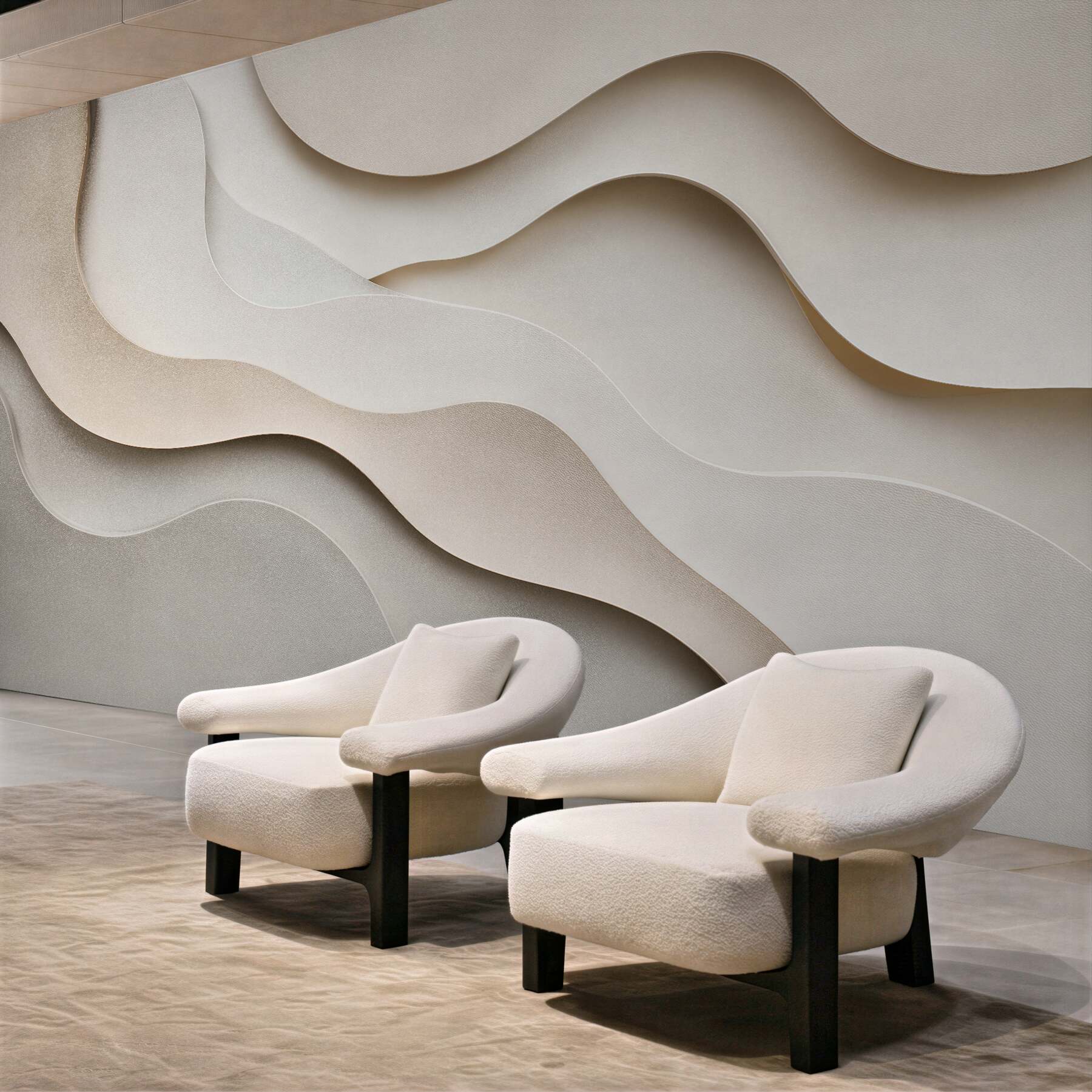 Fototapeten Beige gewellte 3D-Schichten