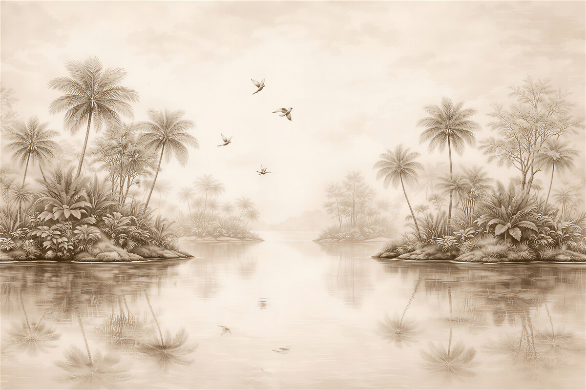 Fototapeten Tropische Lagune in Sepia