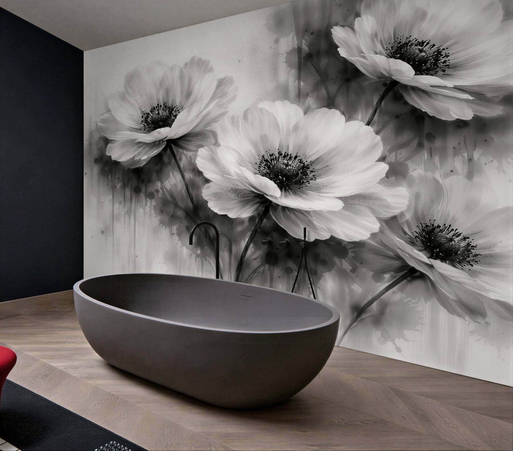 Fototapeten Blumen in edlem Schwarz