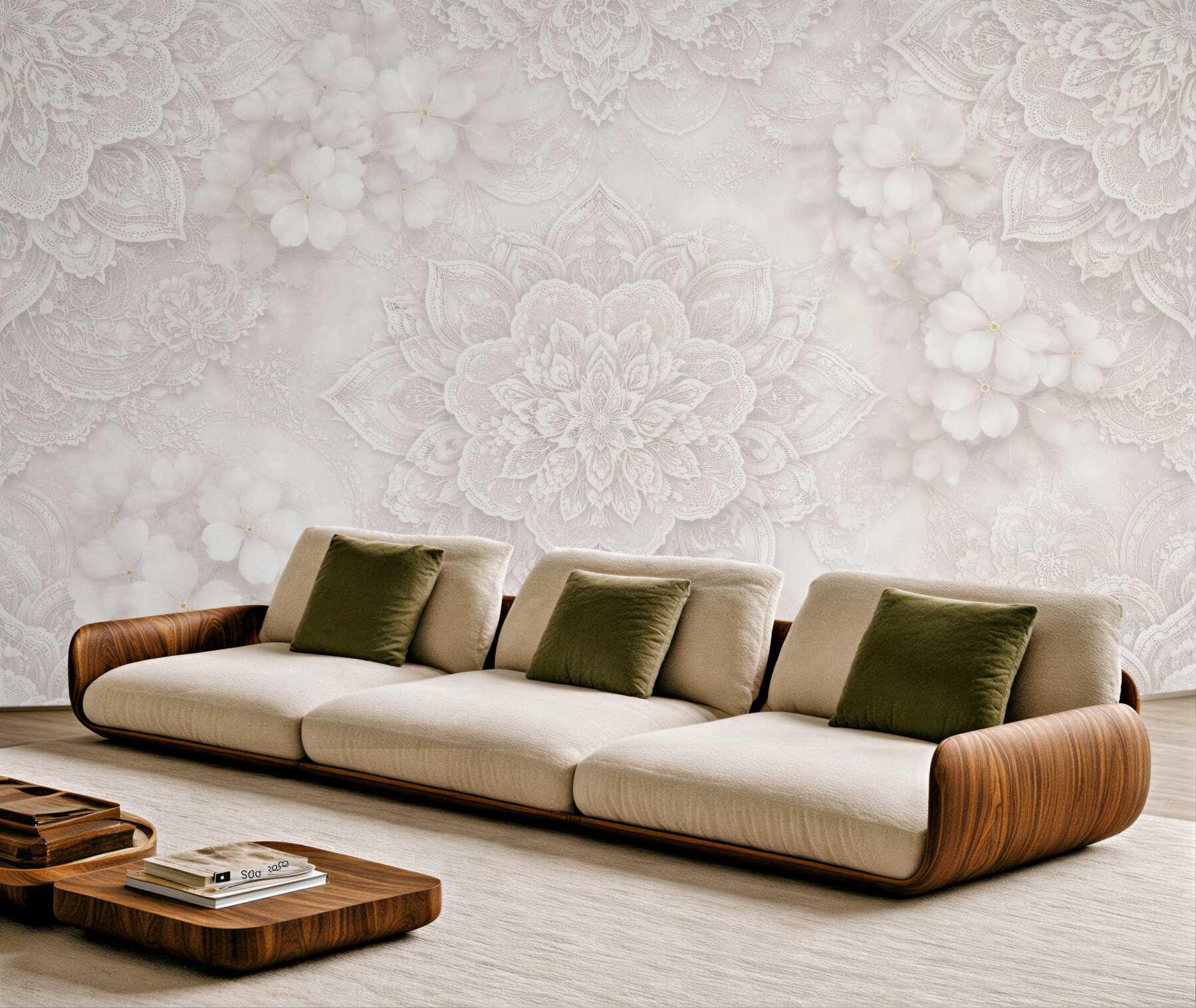 Fototapeten Spitzenblumen Mandala 3D