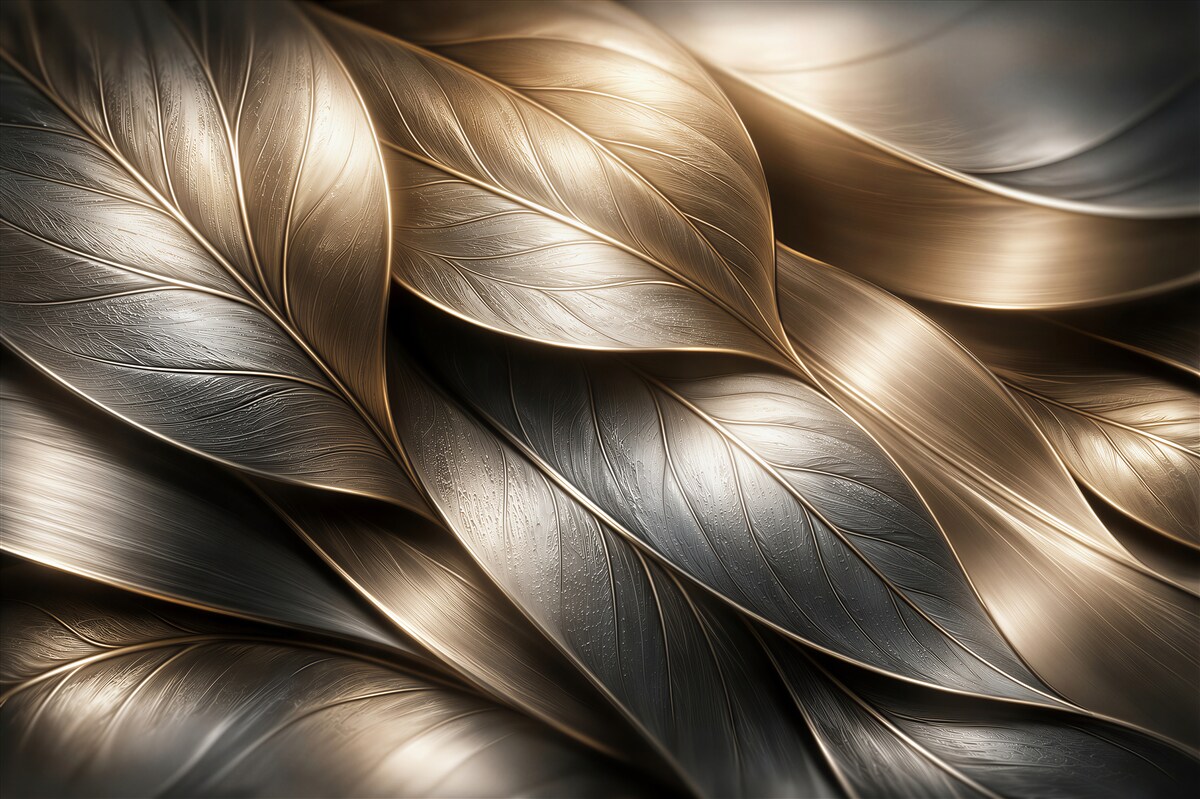 Fototapeten Goldene metallische Blätter voller Eleganz