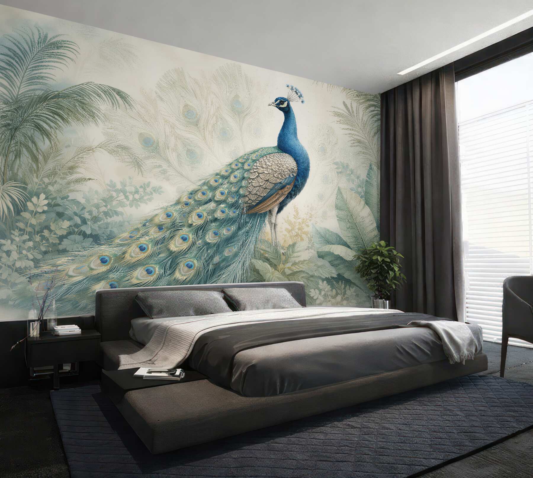 Fototapeten Pfau in tropischer Eleganz
