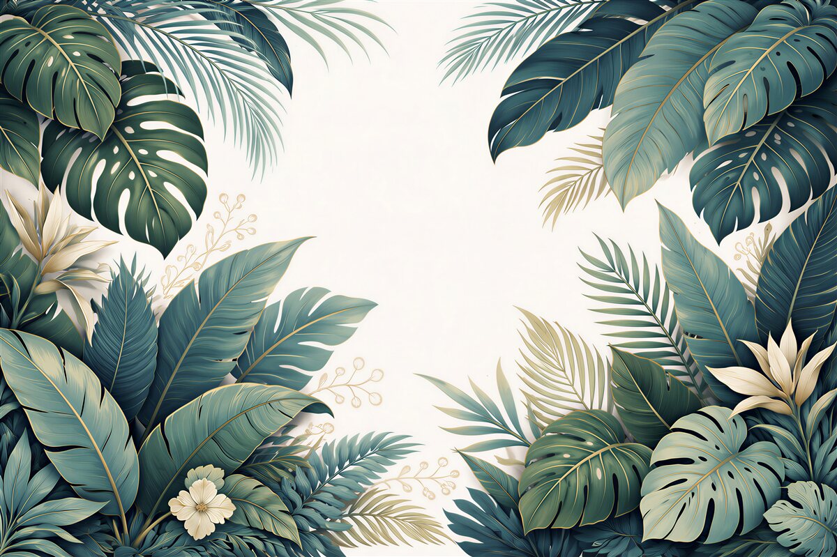 Fototapeten Tropische Blätter in elegantem Design