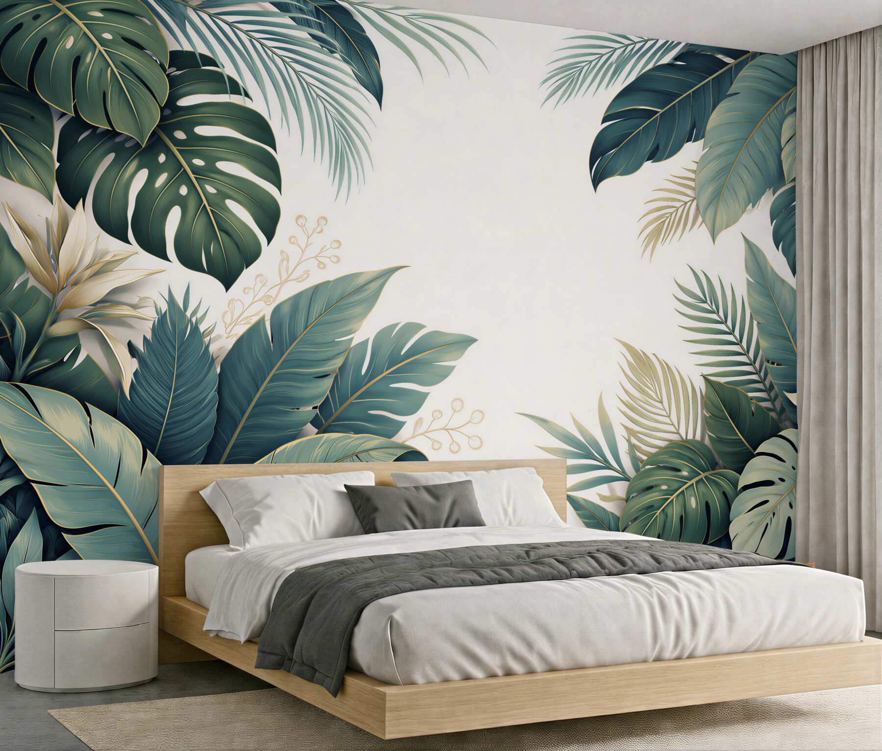 Fototapeten Tropische Blätter in elegantem Design