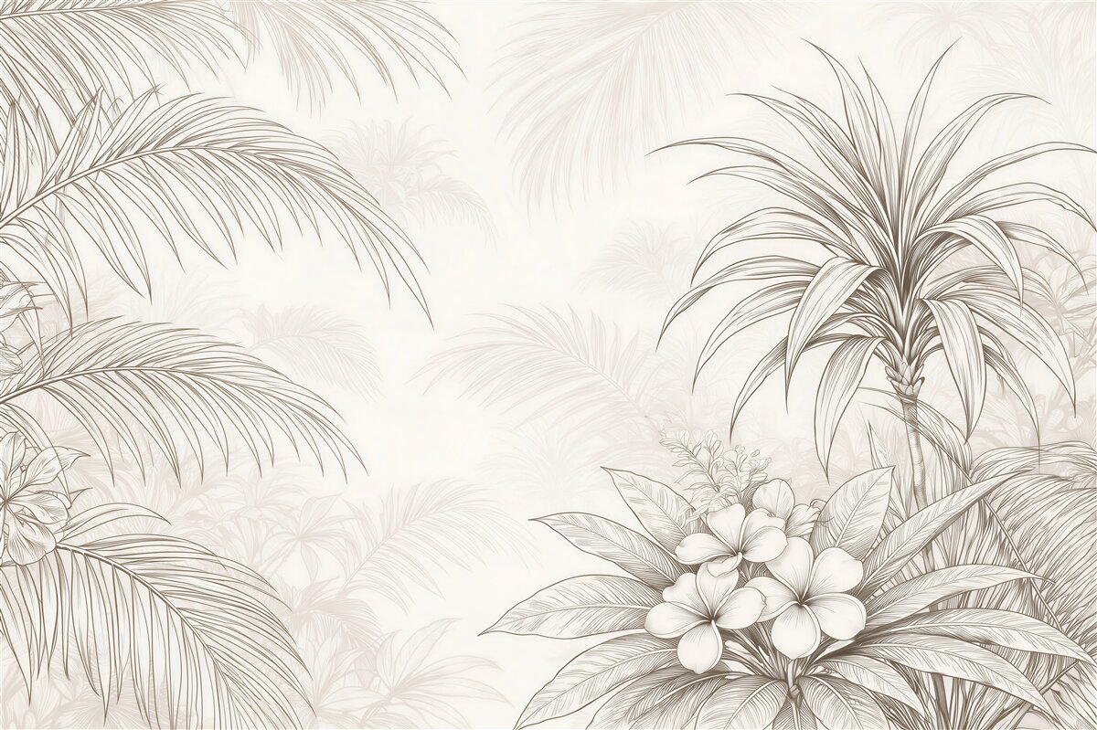 Fototapeten Tropische Skizze in Beige