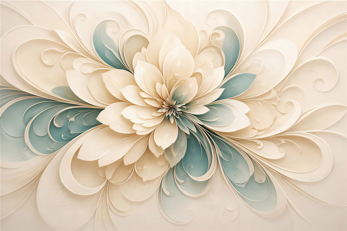 Fototapeten Cremefarbene Blume im 3D-Stil