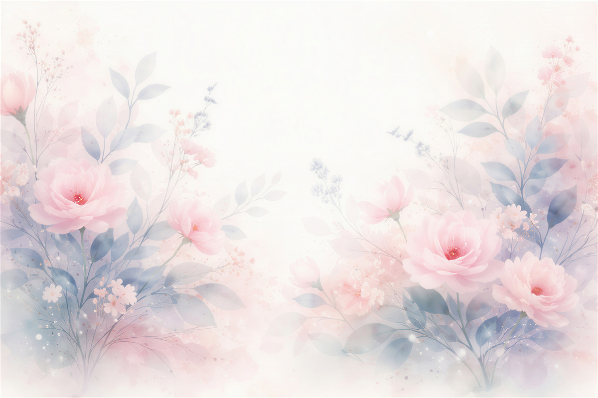 Fototapeten Pastellblumen im Aquarellnebel