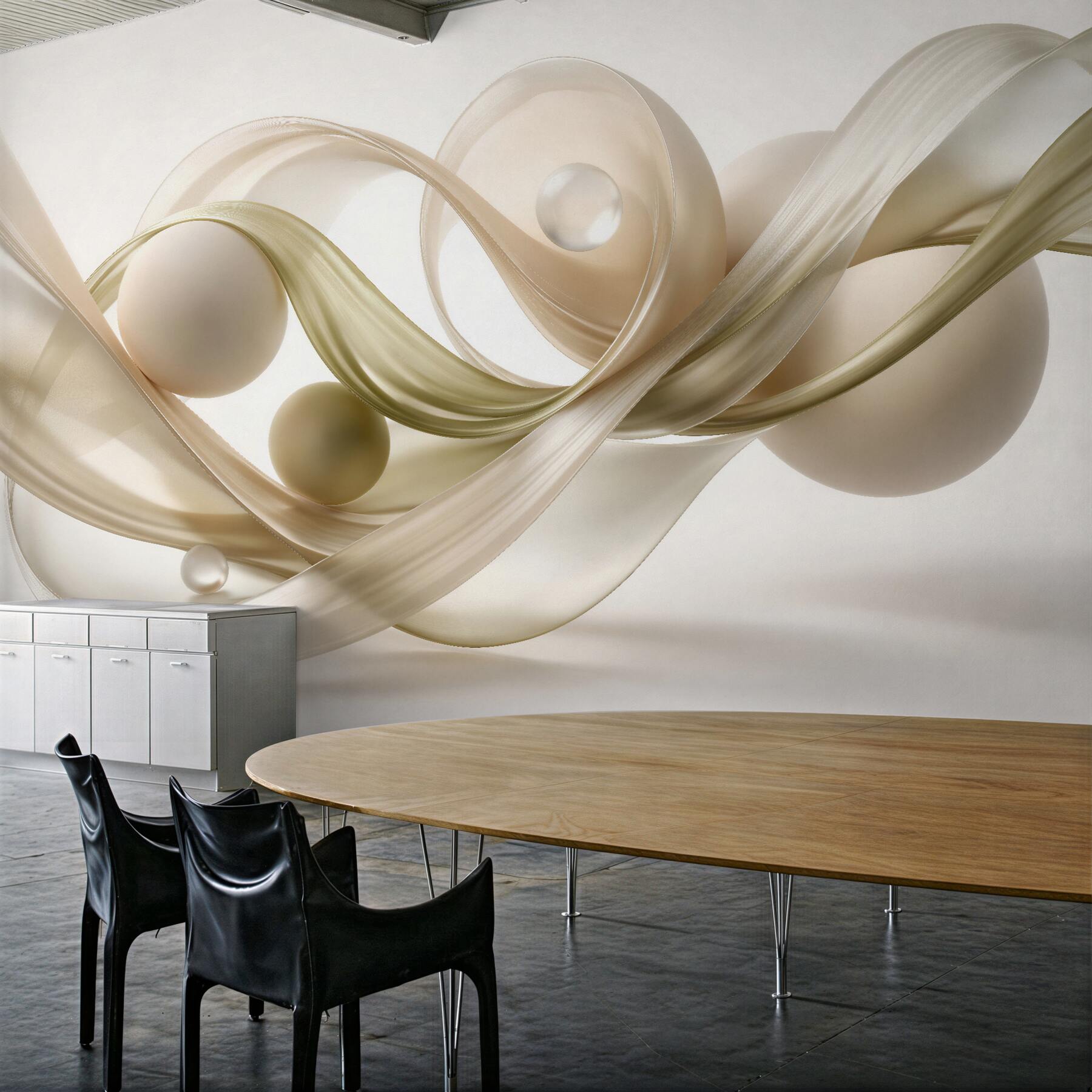 Fototapeten Goldene Abstraktion mit 3D-Kugeln