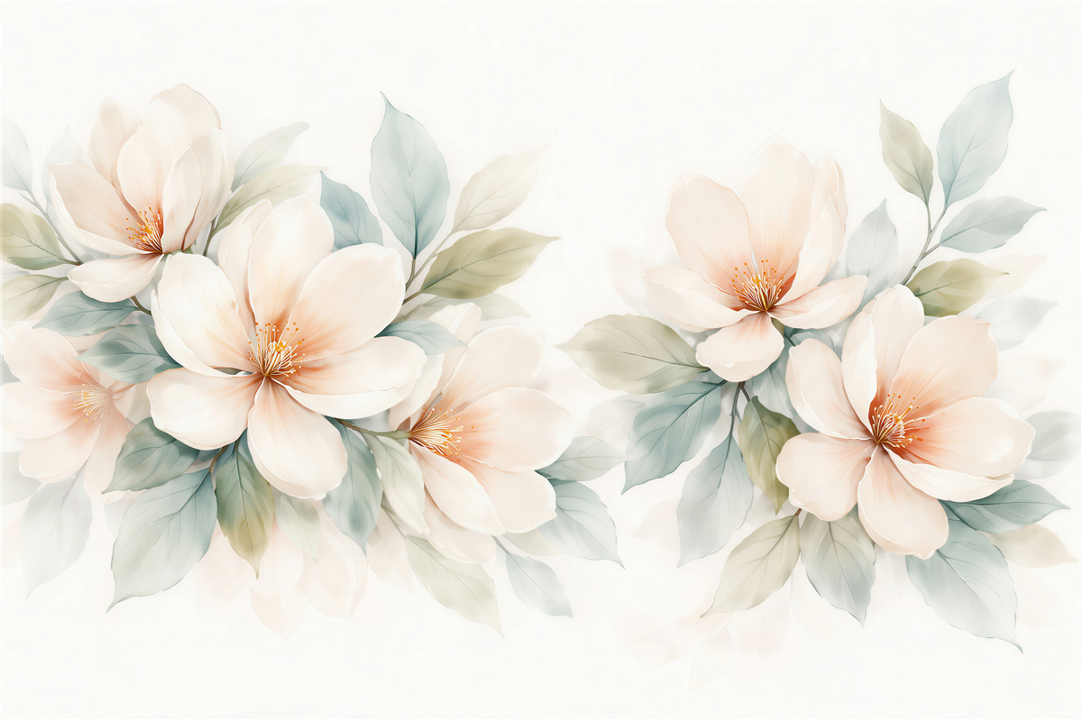 Fototapeten Cremige Magnolien in subtiler Eleganz